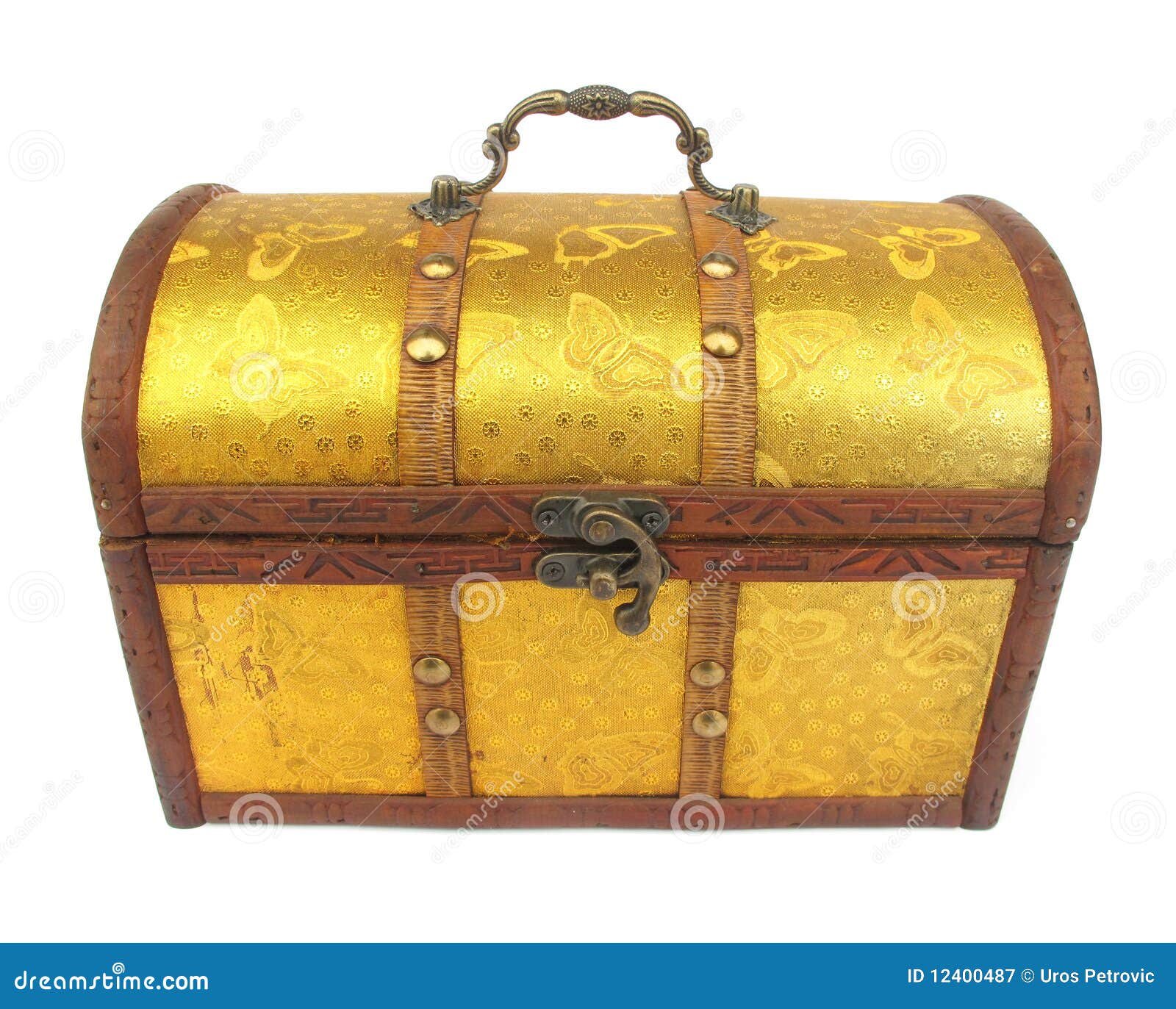 Chest case trunk golden stock image. Image of trunk, wooden 12400487