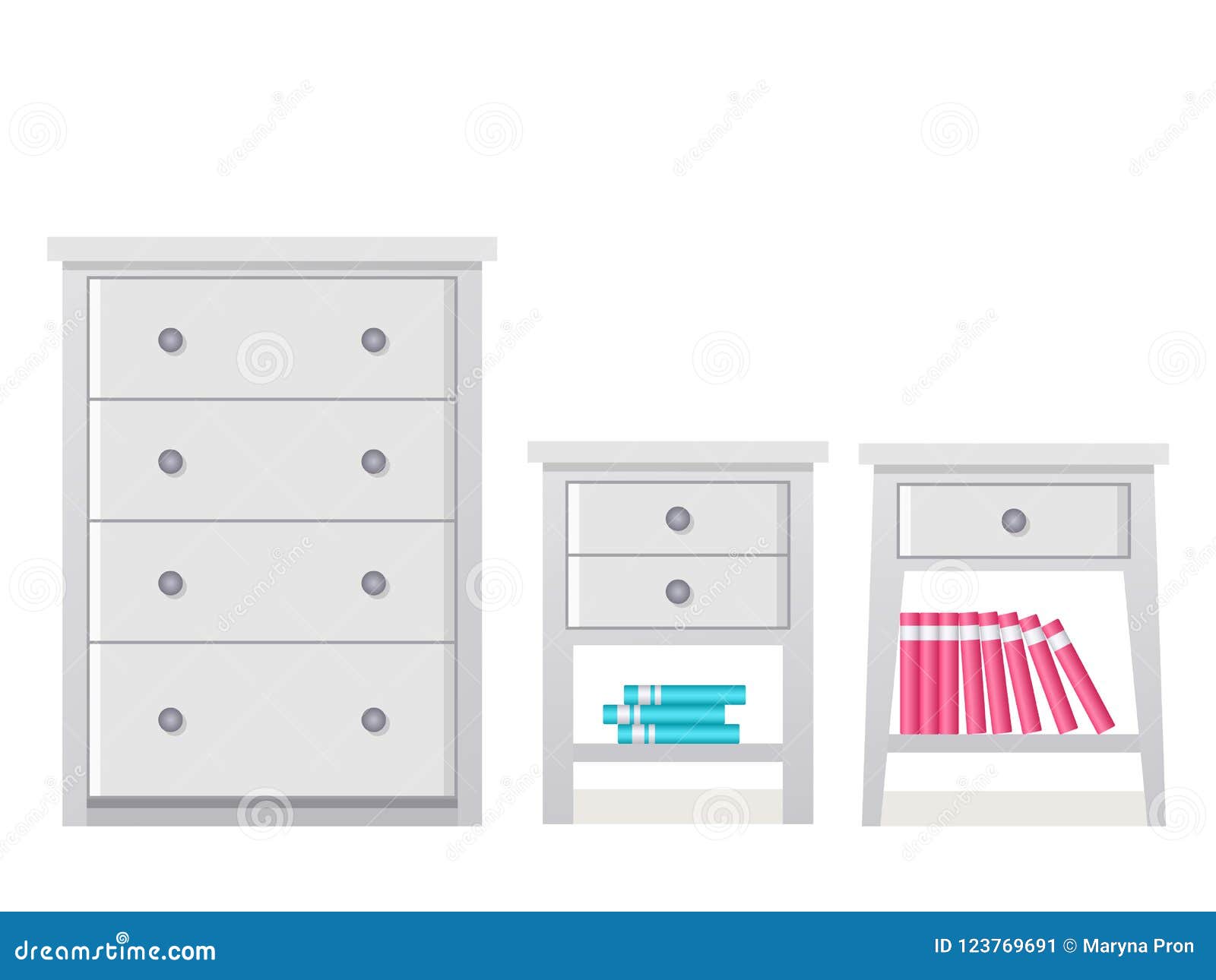 Drawer Chest And Dresser In Flat Design Vector Illustration