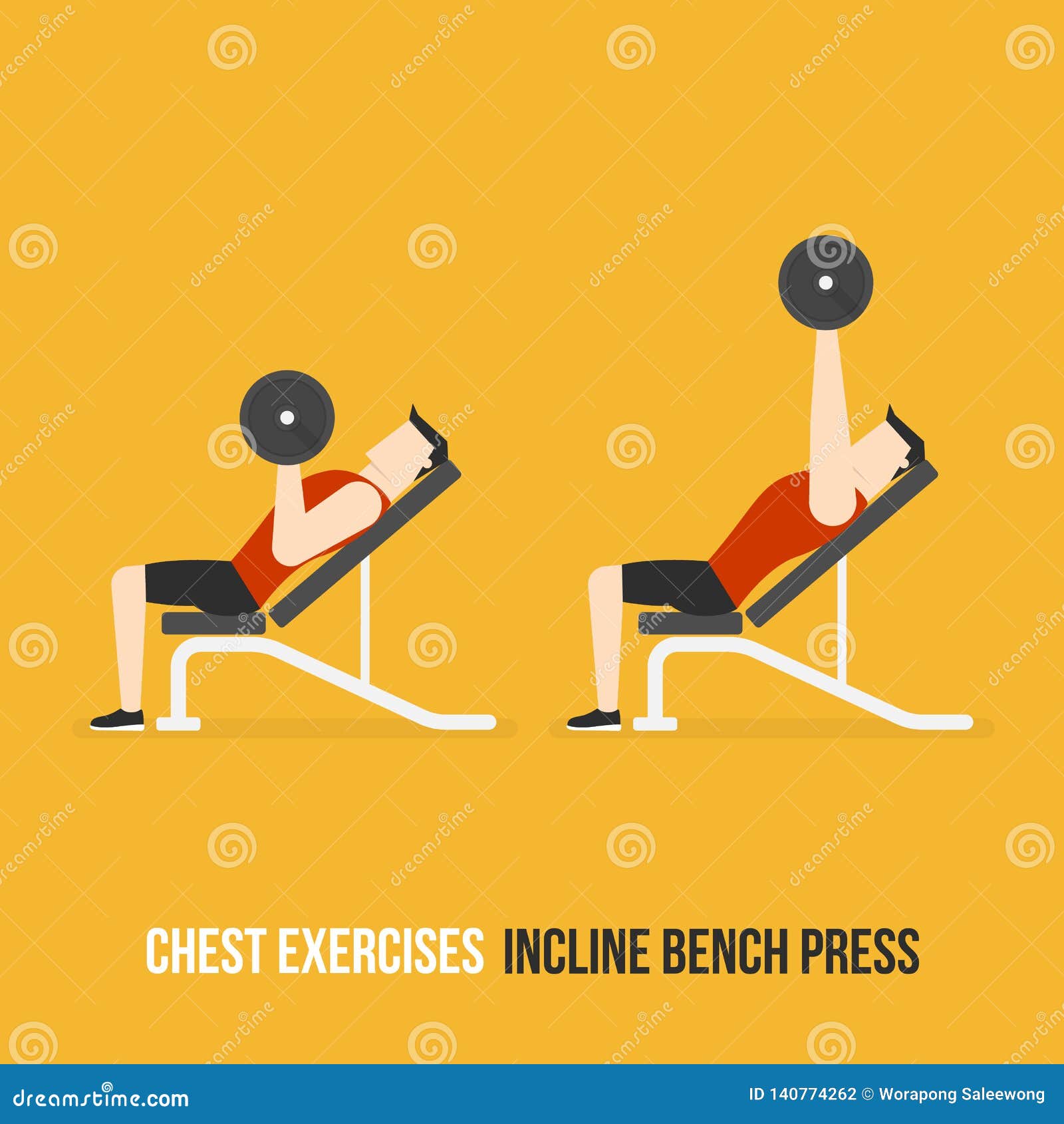 Chest Exercises Incline Bench Press Stock Vector Illustration