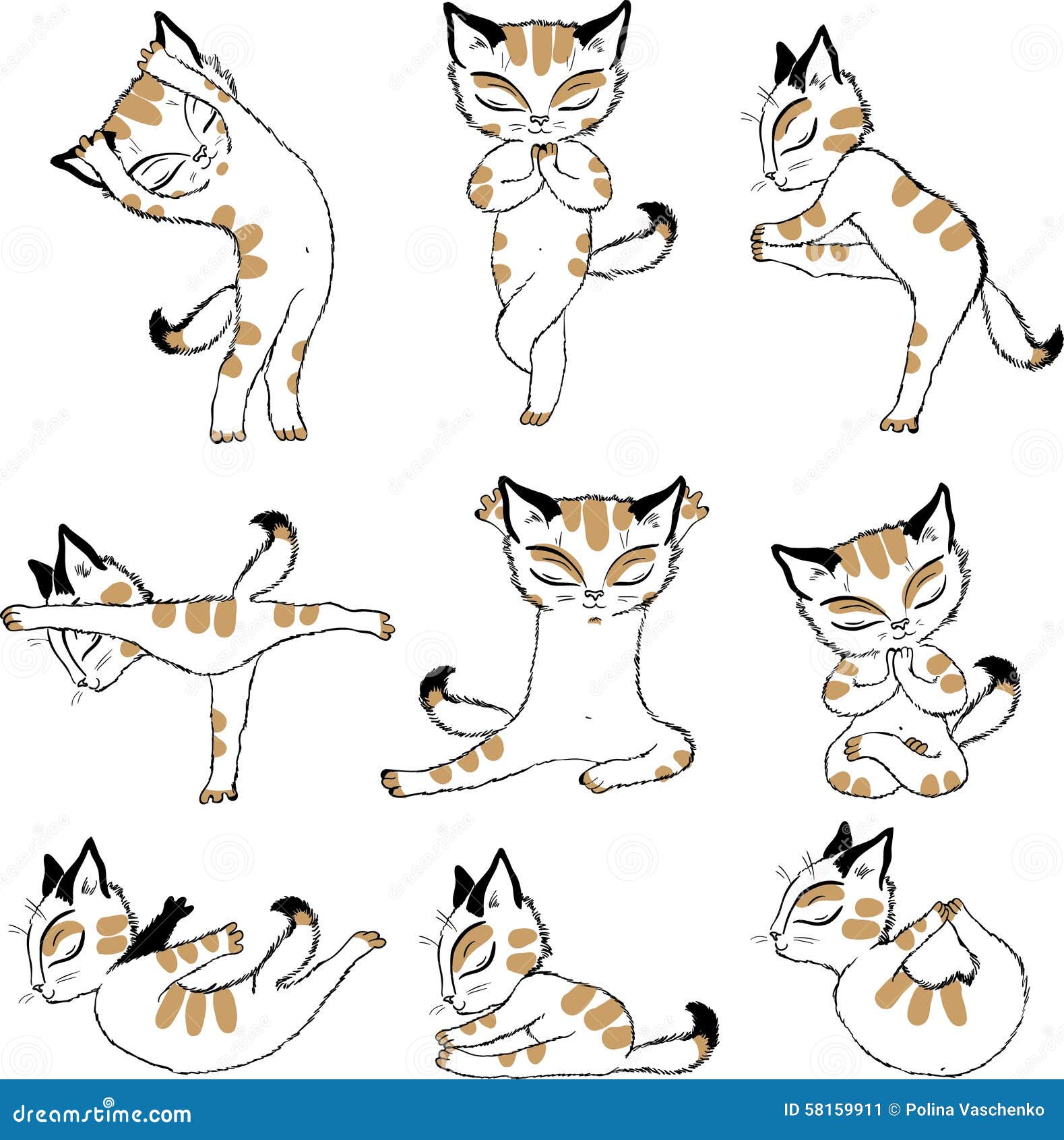 Cartoon Funny Cat Icons Doing Yoga Position. Yoga Cat Pose. Yoga Cat  Vector. Yoga Cat Meme Stock Vector - Illustration of exercise, aerobics:  69094085