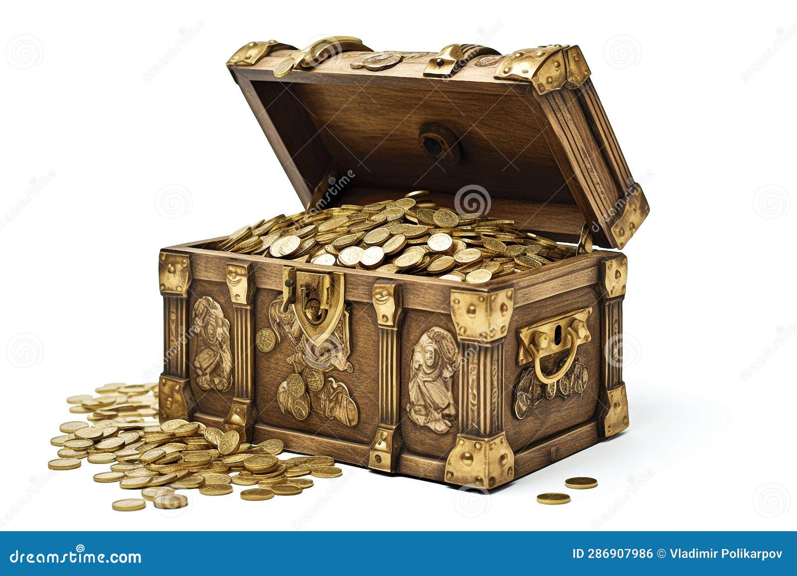Chest with Money Isolated on White Background Stock Photo Image of