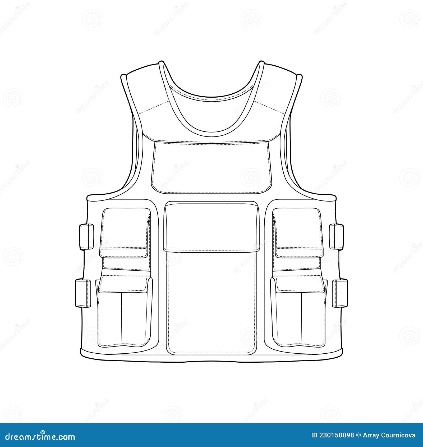 Chest Vest Bag Outline Drawing Vector, Chest Vest Bag in a Sketch Style ...