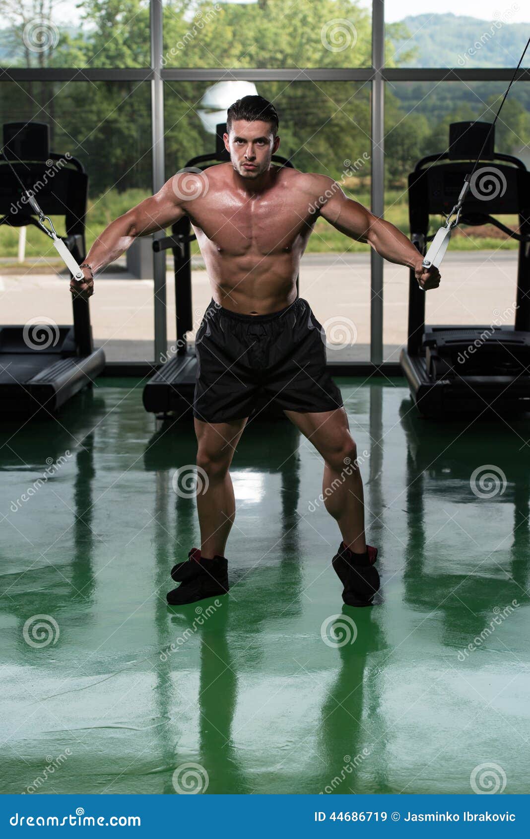 Chest Workout Cable Crossover Stock Image Image of biceps, club 44686719