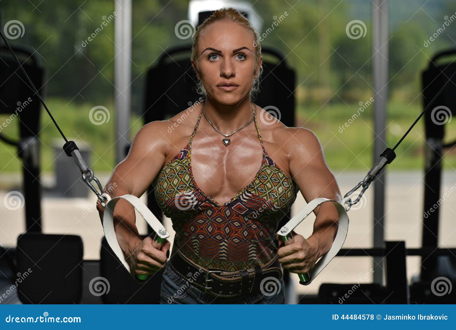 Chest Workout Cable Crossover Stock Photo - Image of flexing