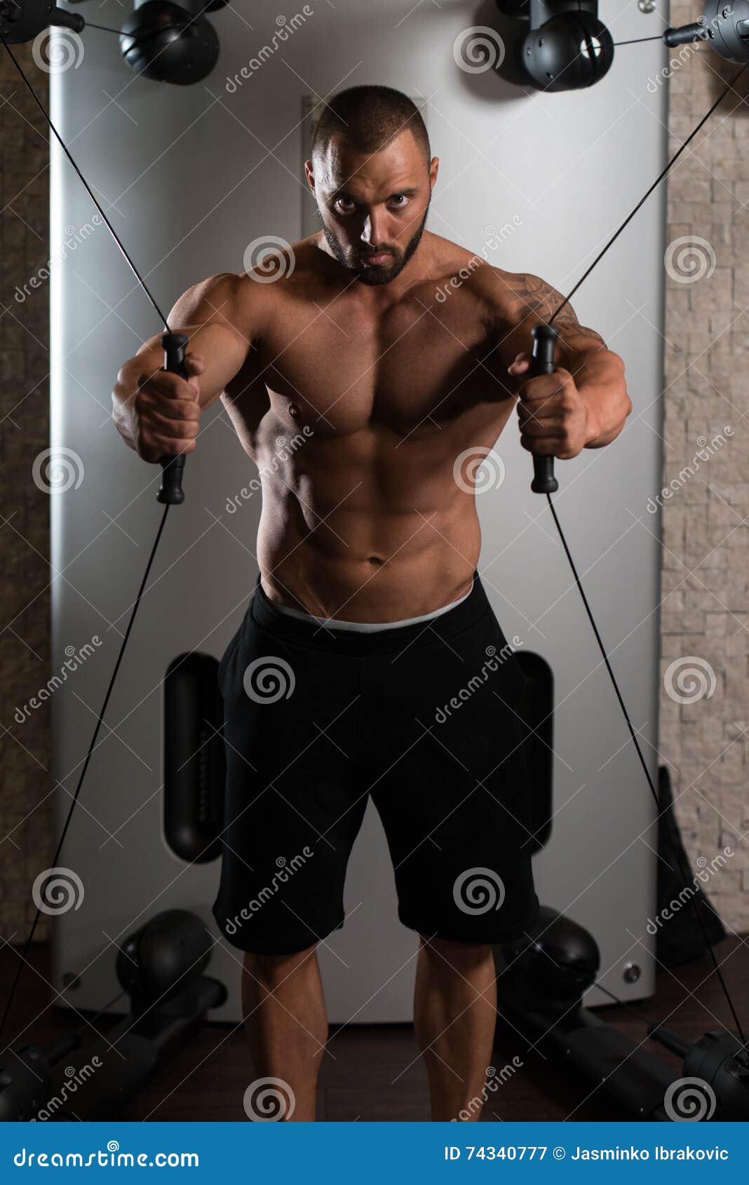 Chest Workout with Cables stock image. Image of eating 74340777