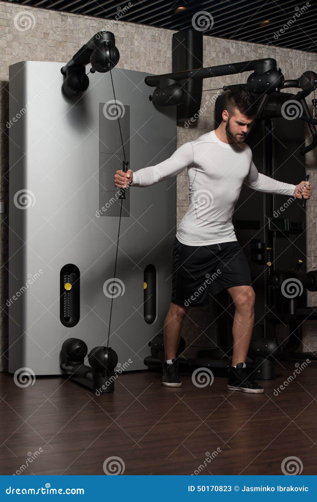 Chest Workout with Cables stock image. Image of caucasian 50170823