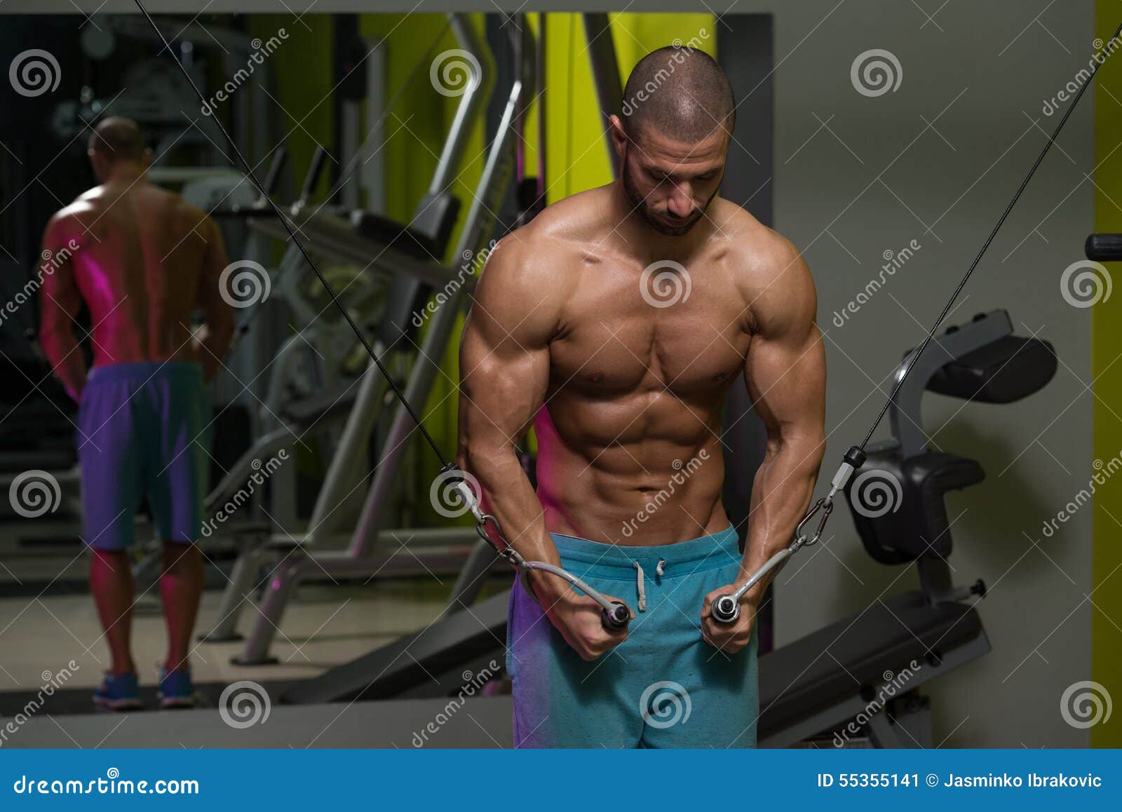 Chest Workout with Cables stock image. Image of confident 55355141
