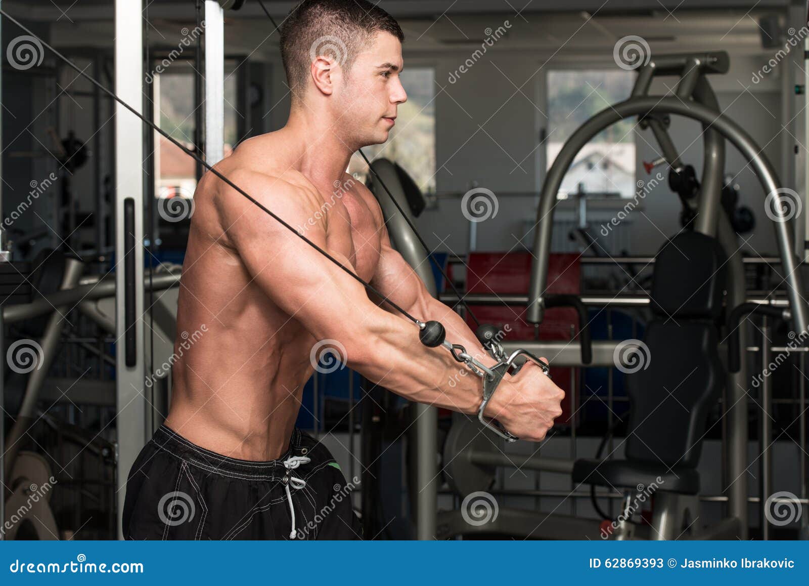 Chest Workout Cable Crossover Stock Photo - Image of flexing, healthy:  44484578