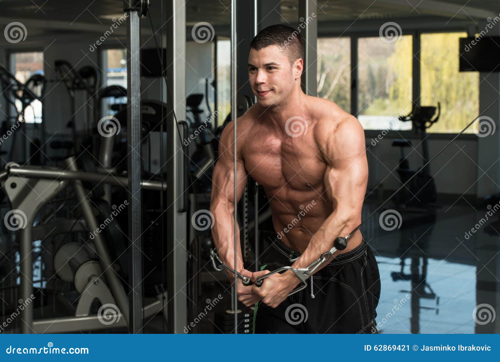 Chest Workout with Cables stock image. Image of lifestyle 62869421