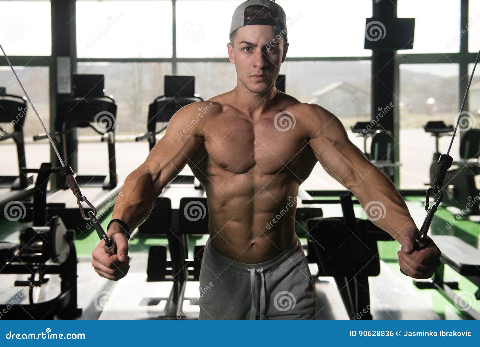 Chest Workout with Cables stock photo. Image of relaxation 90628836