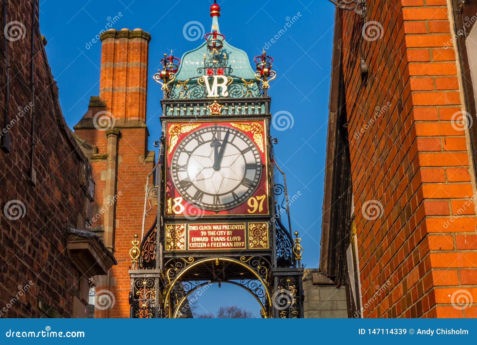Chester, England, the Eastgate Clock, Landscape Editorial Stock Image