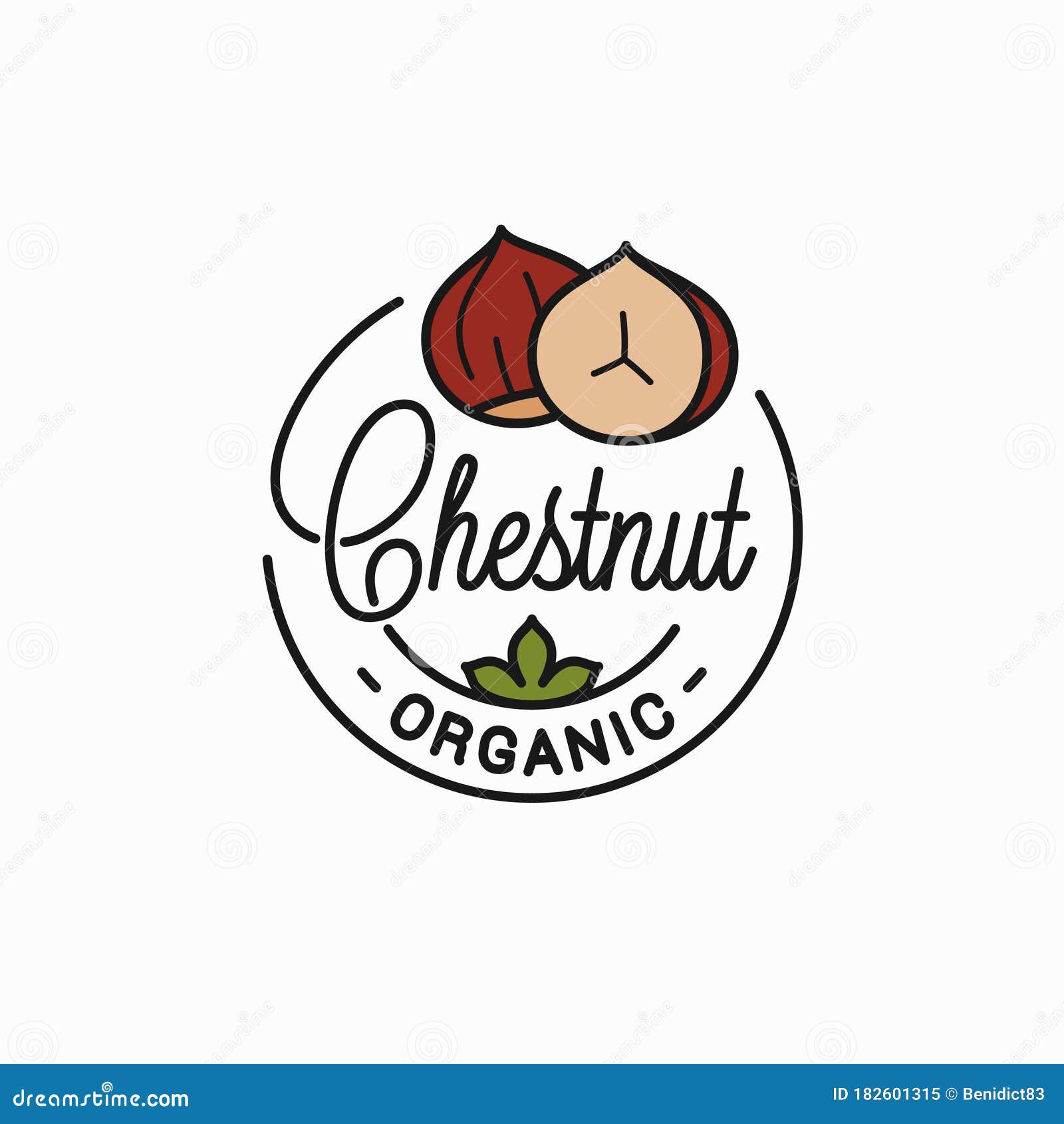 chestnut nut logo. round linear of chestnut