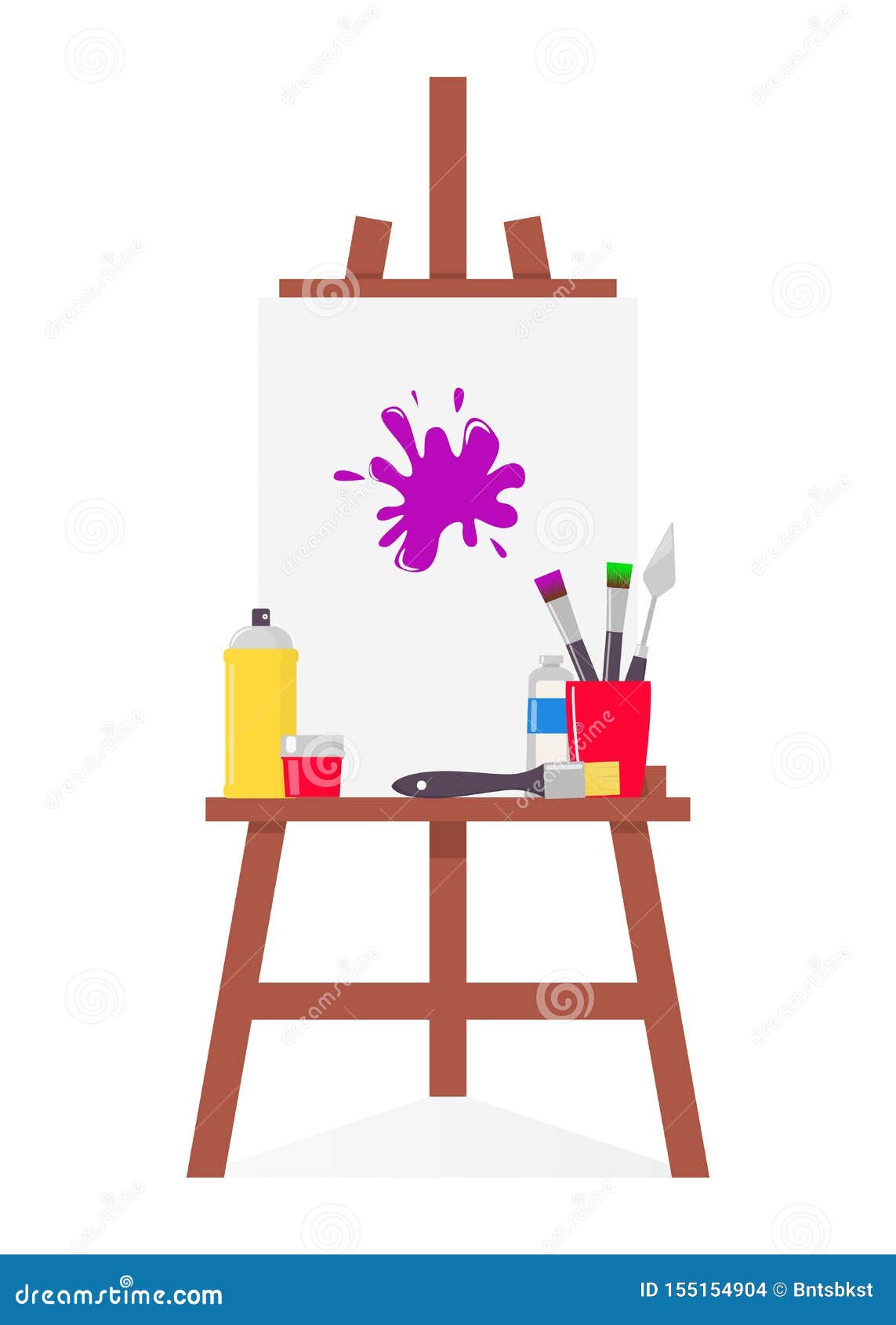 Chevalet, Toile, Peinture Et Tous Les Outils Nécessaires Pour Le Dessin  Belle Composition Pour Le Studio D'art De Publicité Illustration Stock -  Illustration du peinture, support: 155154904