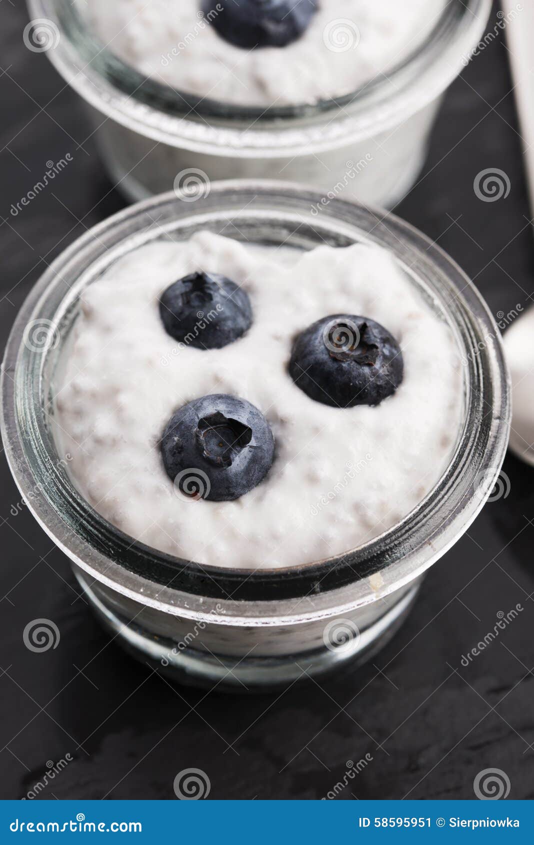 Chia Pudding with Coconut Milk and Blueberry Stock Image Image of