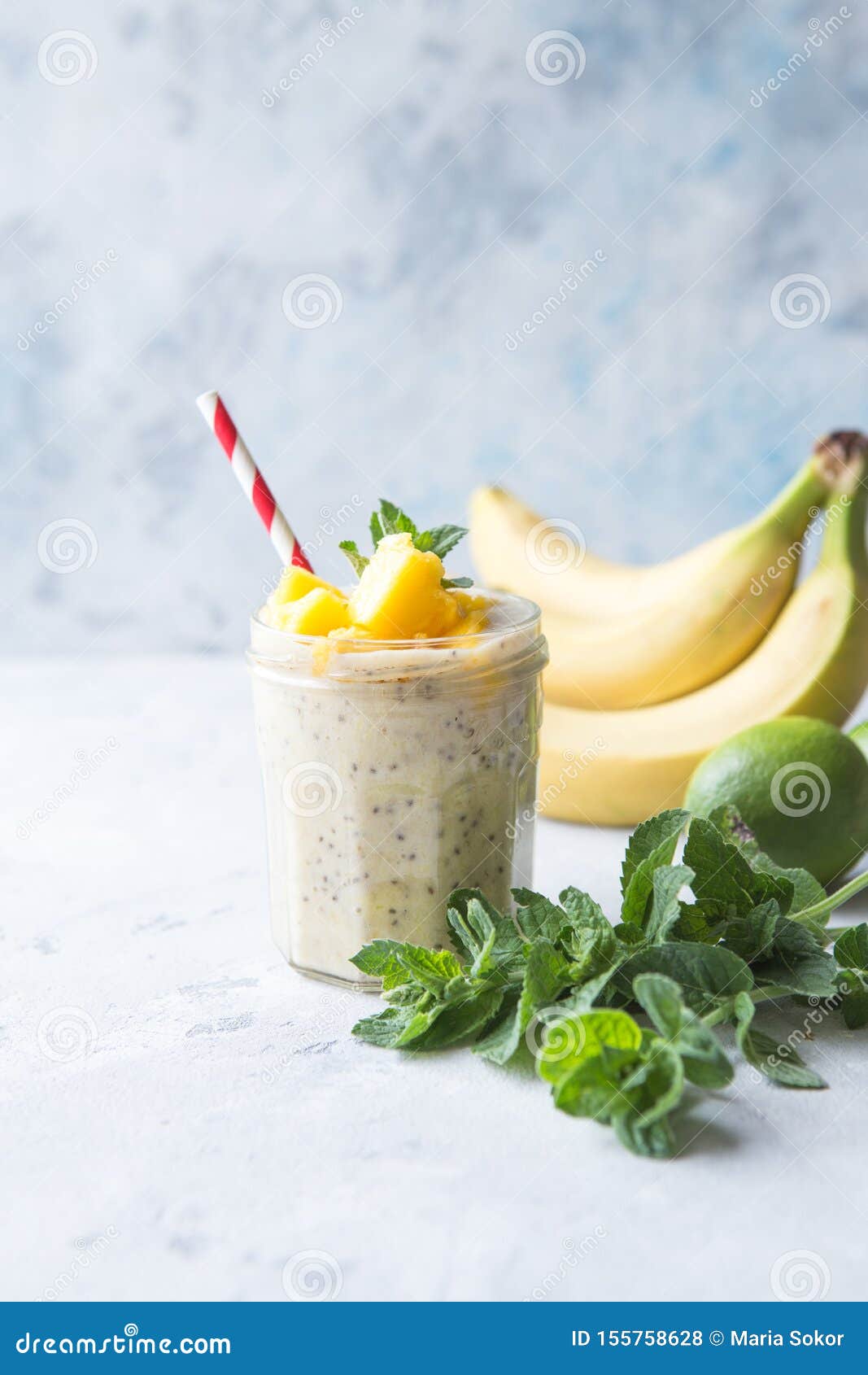 Chia Seeds Pudding with Mango Puree. Healthy Breakfast. Sweet Healthy