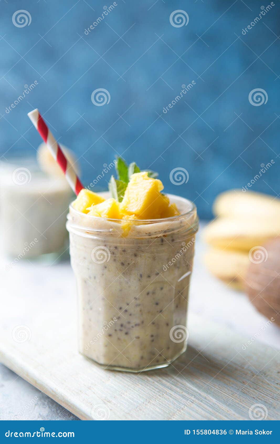 Chia Seeds Pudding with Mango Puree. Healthy Breakfast. Sweet Healthy