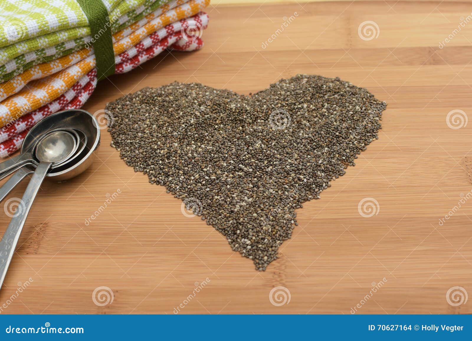 Chia Seeds in Shape of Heart Stock Photo Image of protein, copyspace