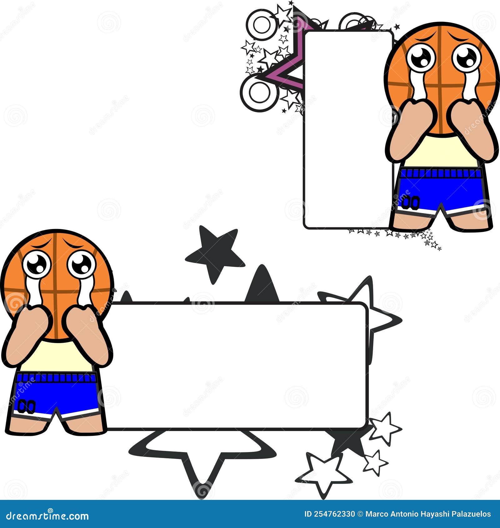 Crying Basketball Trophy Character Shaped On Cartoon Vector