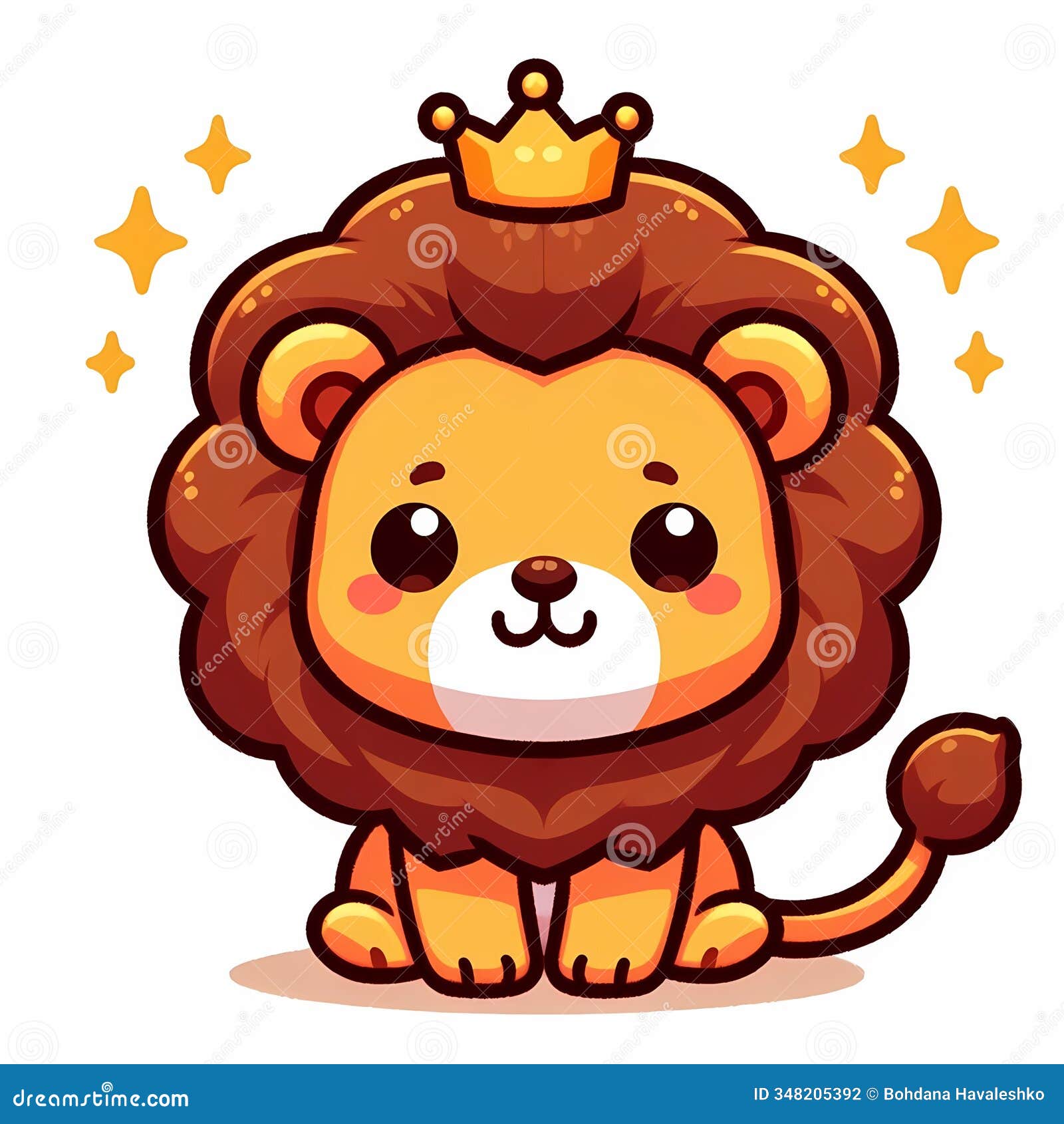 chibi lion  in flat style on white background - cute and playful character art