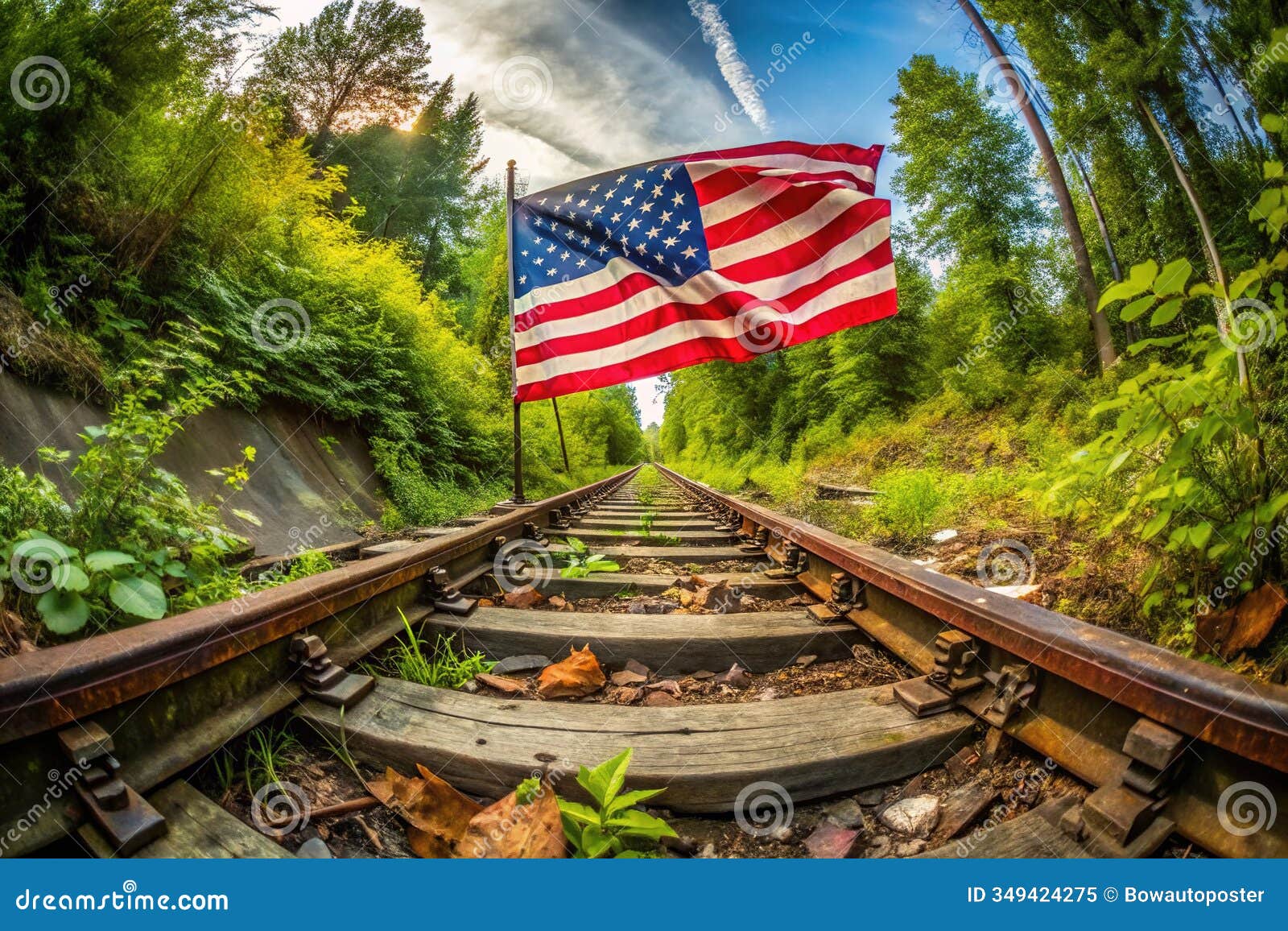a chibiesque washington figs embrace of a deserted urban railway a fisheye view of decay and nostalgia