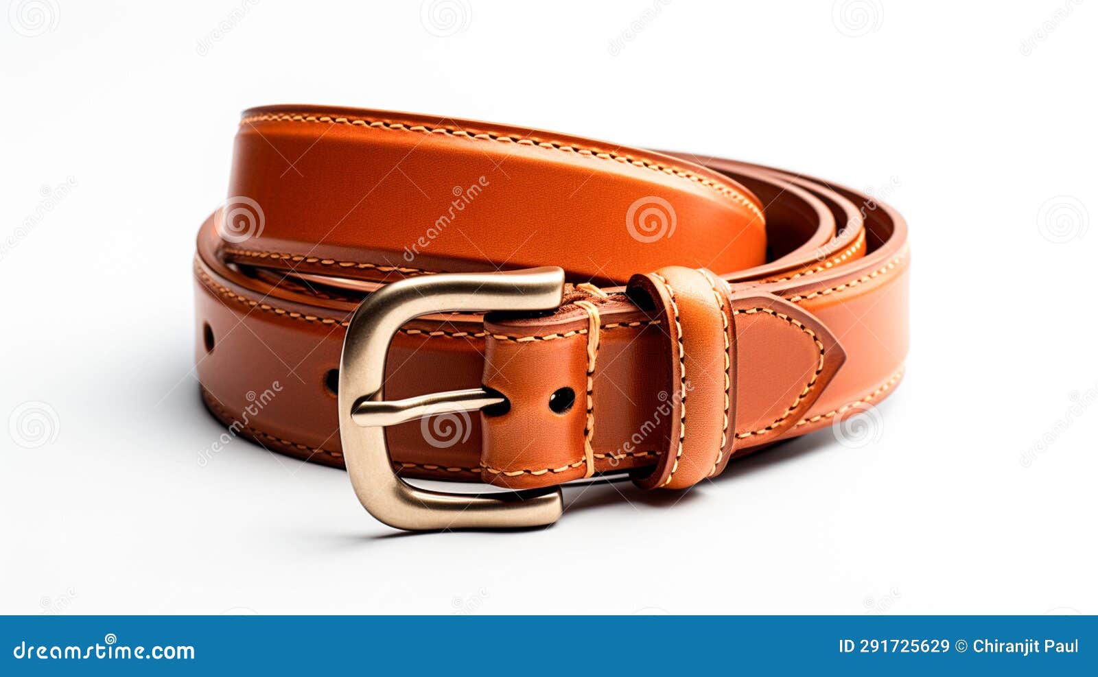 Chic Leather Brown Belt on White Background Stock Image Image of