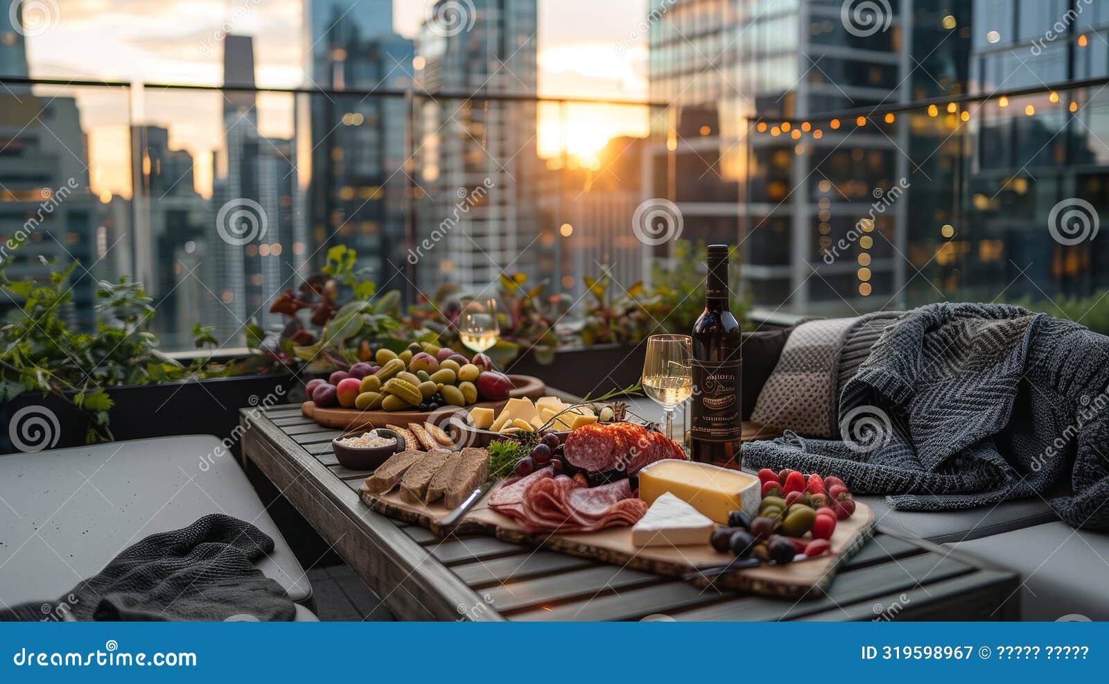 Urban Rooftop Garden, Plants With QR Code Tags, Twilight, Cityscape ... Biology Diagrams