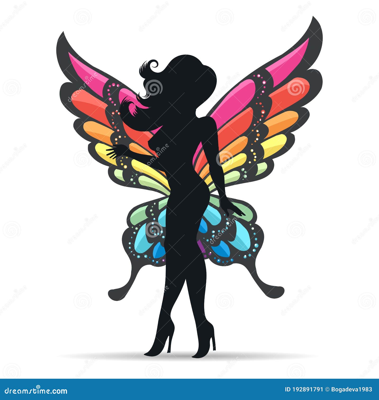 Chica con alas de mariposa ilustración del vector. Ilustración de