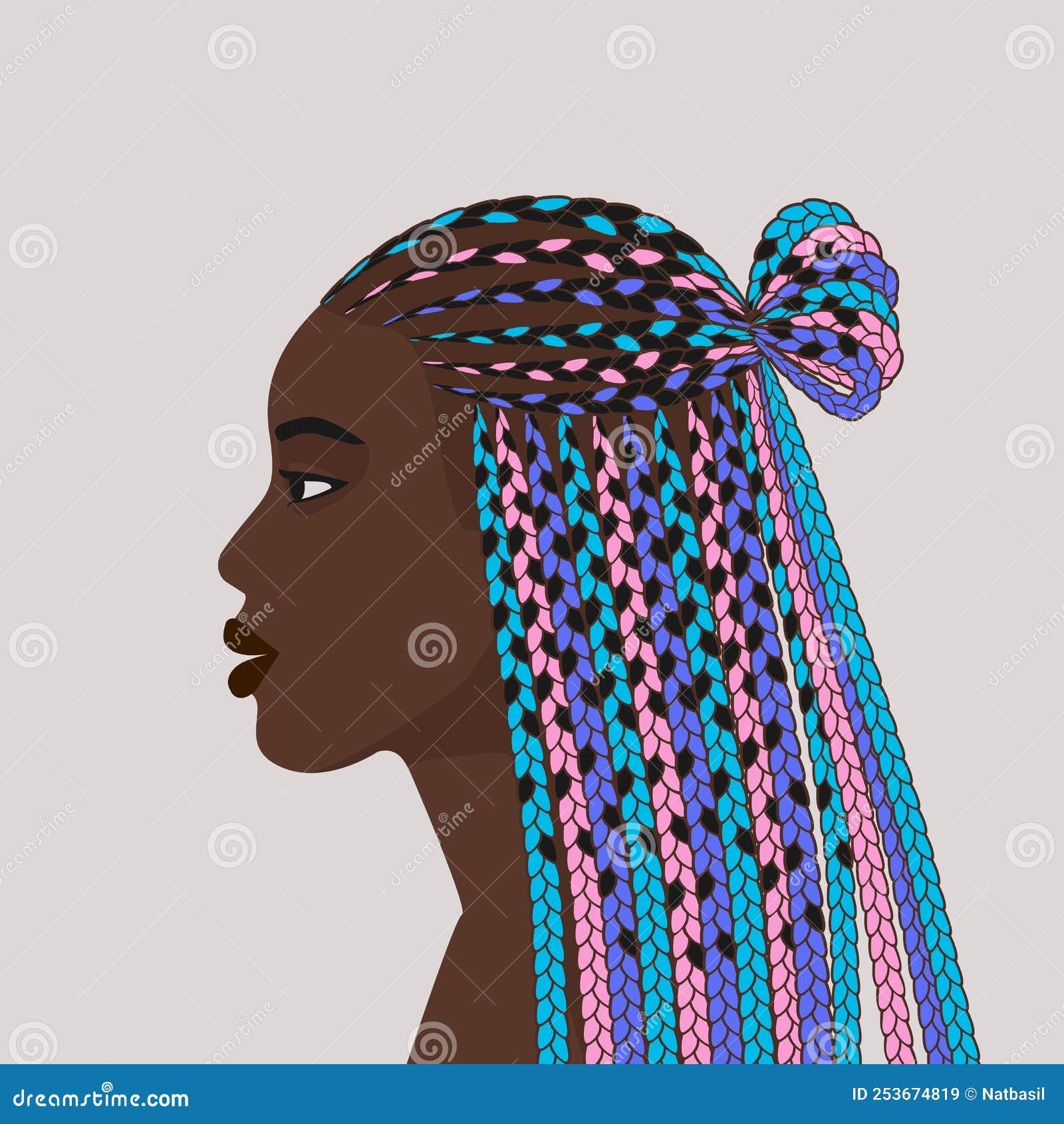 Chica Negra Con Peinado De Trenzas Africanas Ilustración del Vector -  Ilustración de persona, trenzas: 253674819