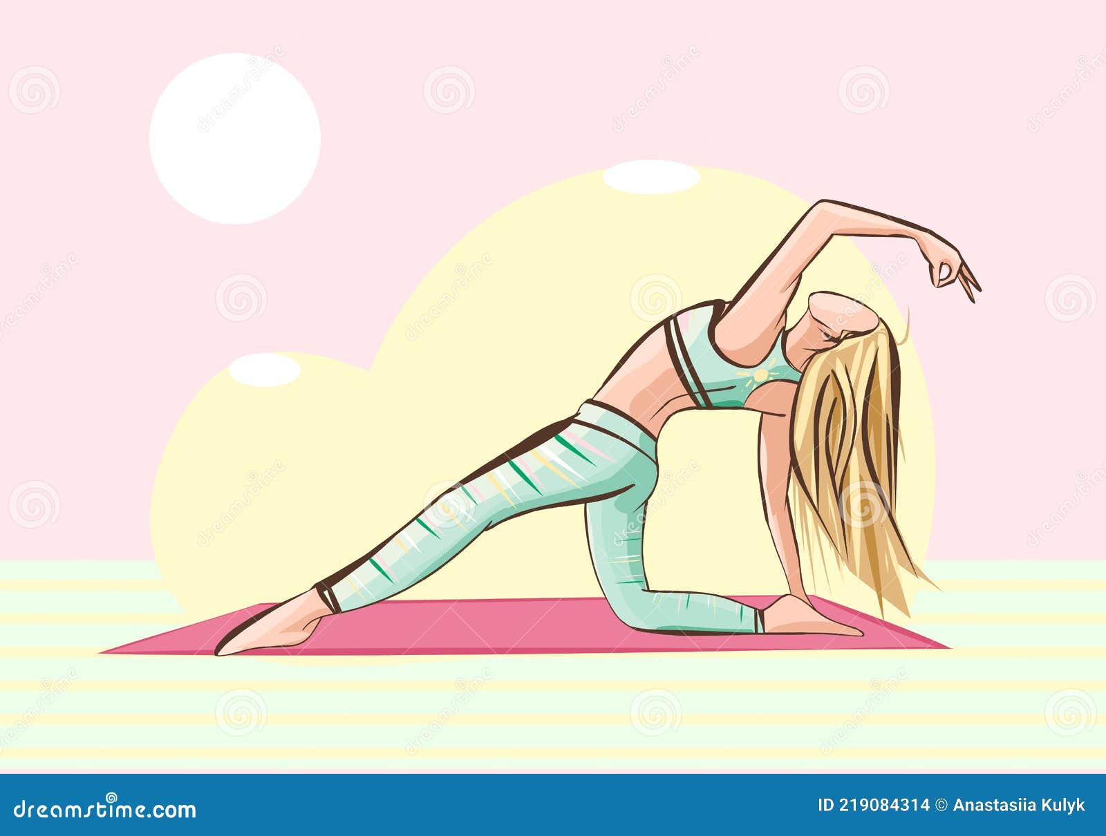 Chica Practicando Yoga O Haciendo Ejercicio O Bailando. Dibujos Animados  Coloridos Vector Arte Ilustración del Vector - Ilustración de colorido,  danza: 219084314