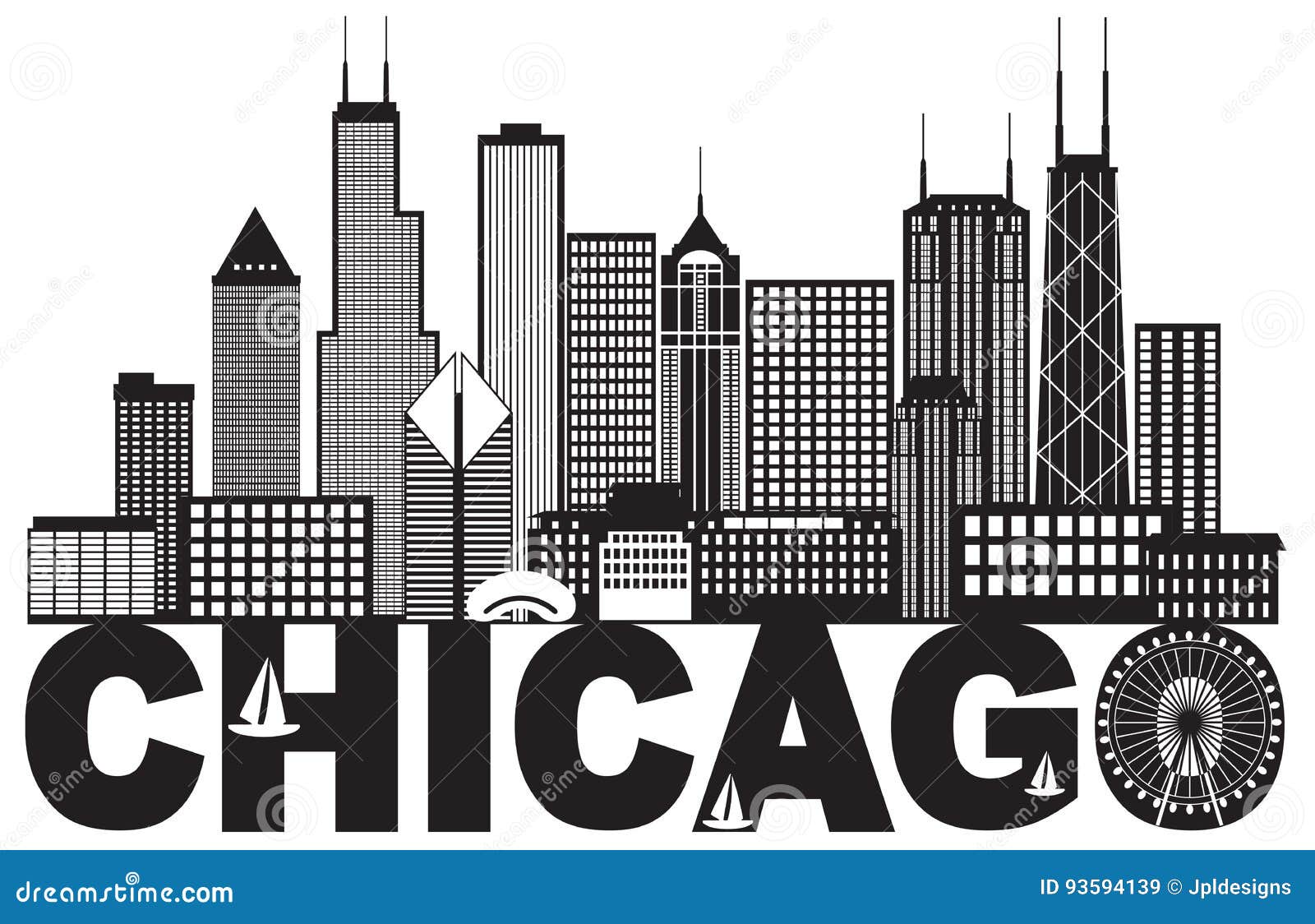 Png Chicago Skyline SVG With Extra Outline Design Chicago Illinois