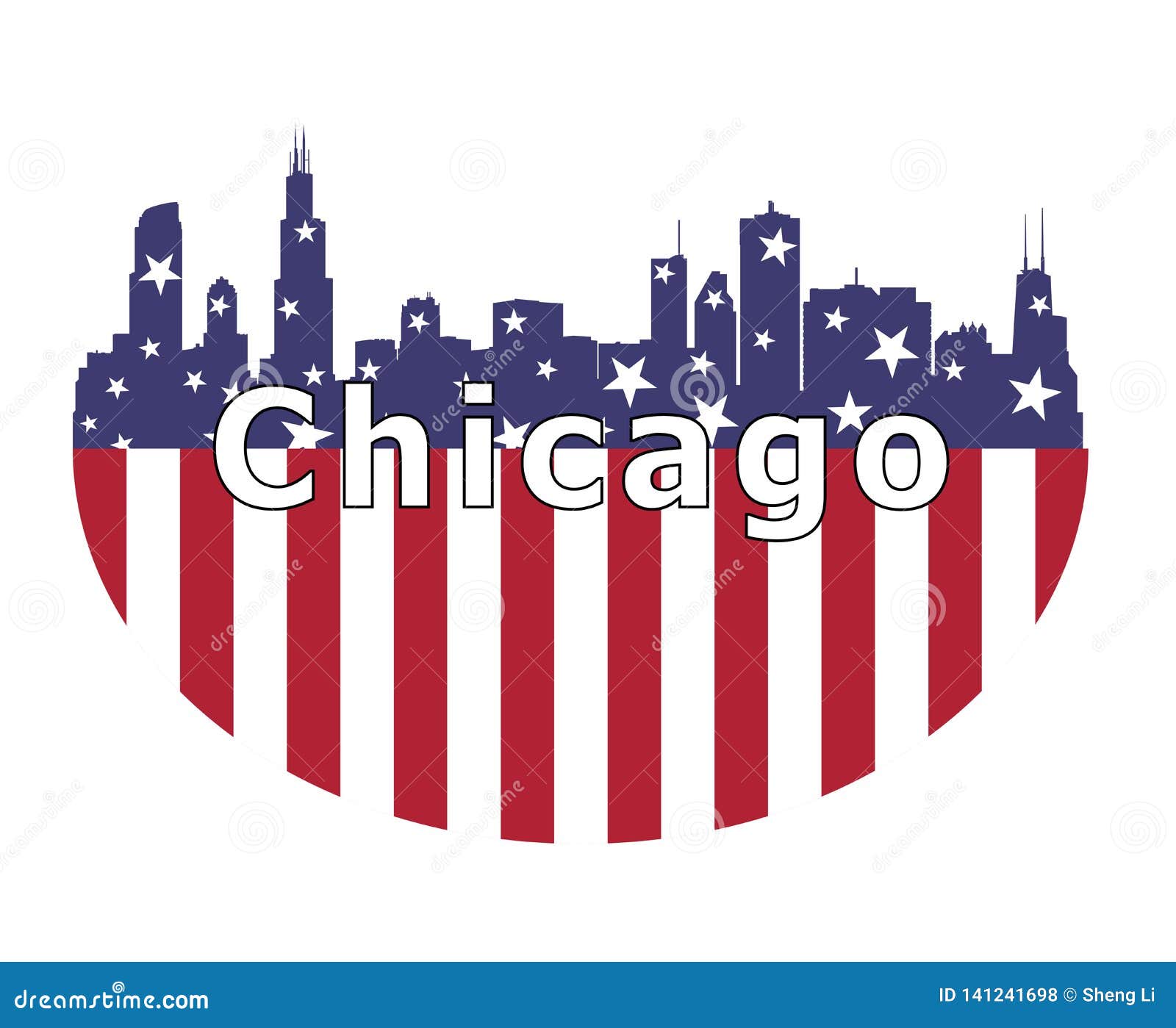Download Chicago City And USA Flag stock vector. Illustration of ...