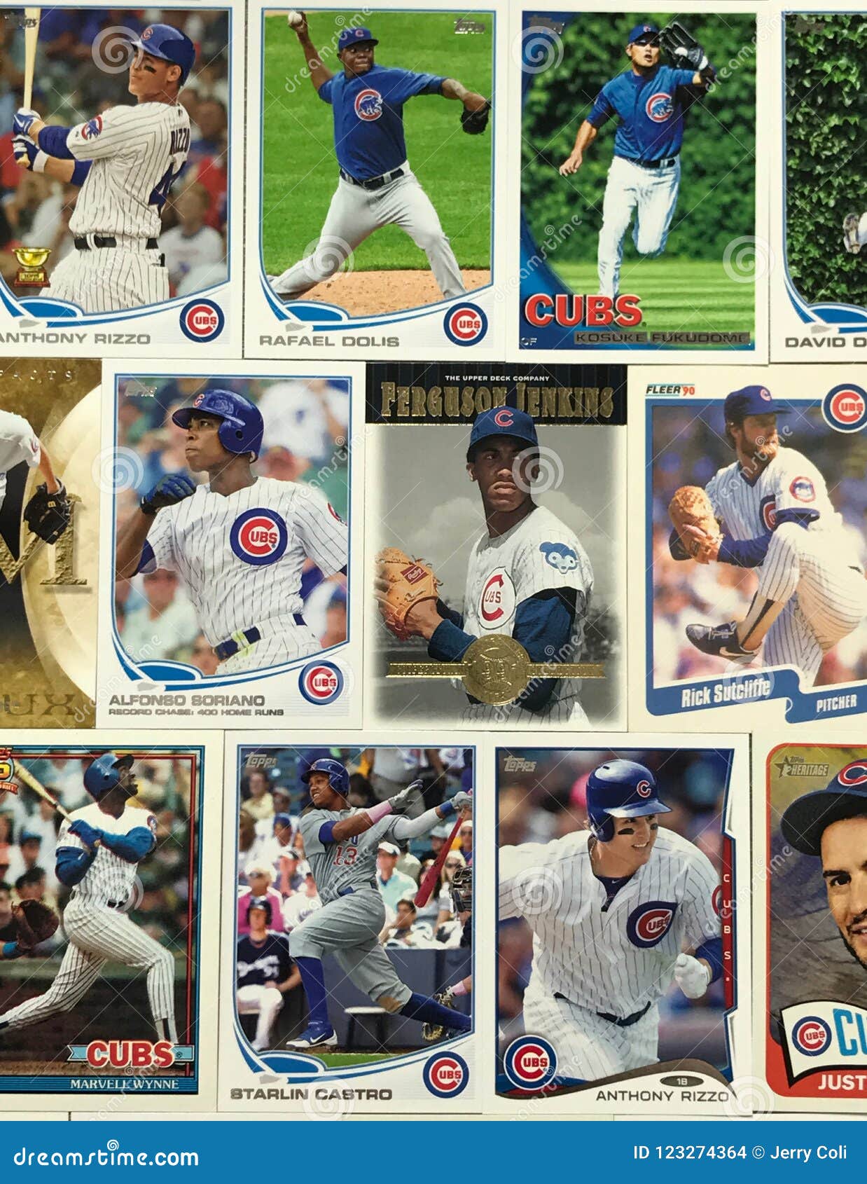 Chicago CubsBaseballTrading CardCollage Redaktionelles Stockbild