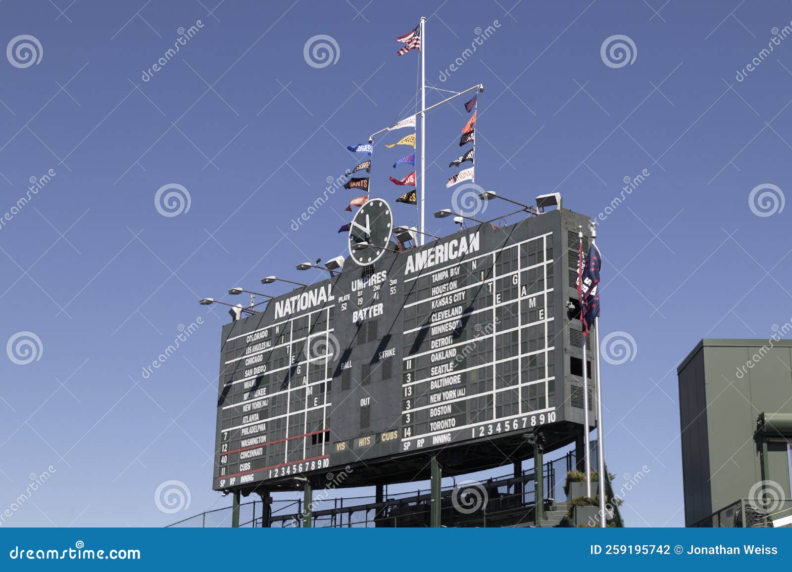 Chicago Cubs Center Field Scoreboard on the Northeast Corner of Wrigley  Field. Wrigley Field Has Been Home To the Cubs since 1916 Editorial  Photography - Image of illinois, sports: 259195742