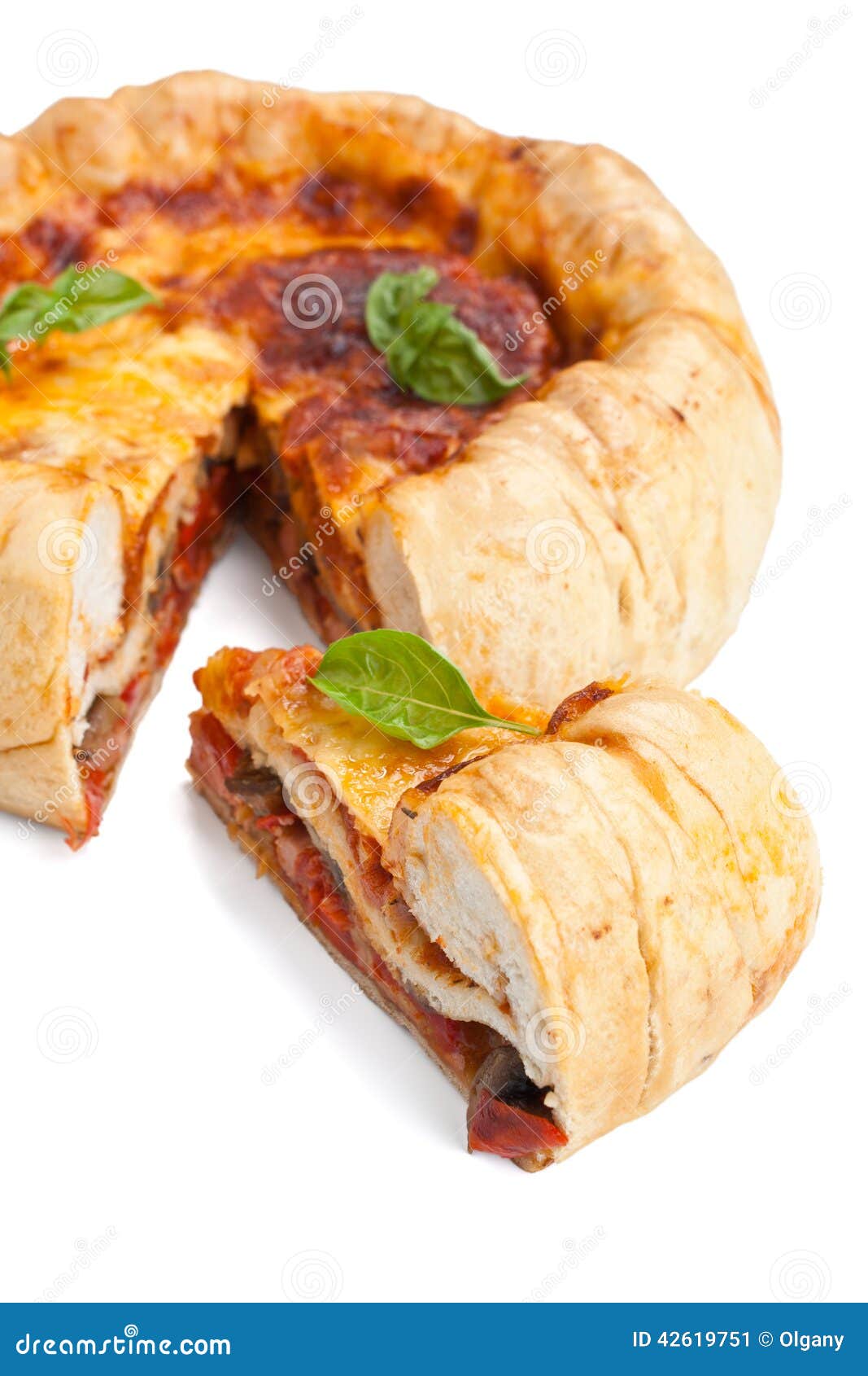 Chicago Deep Dish Pizza stock image. Image of spicy, chicago 42619751
