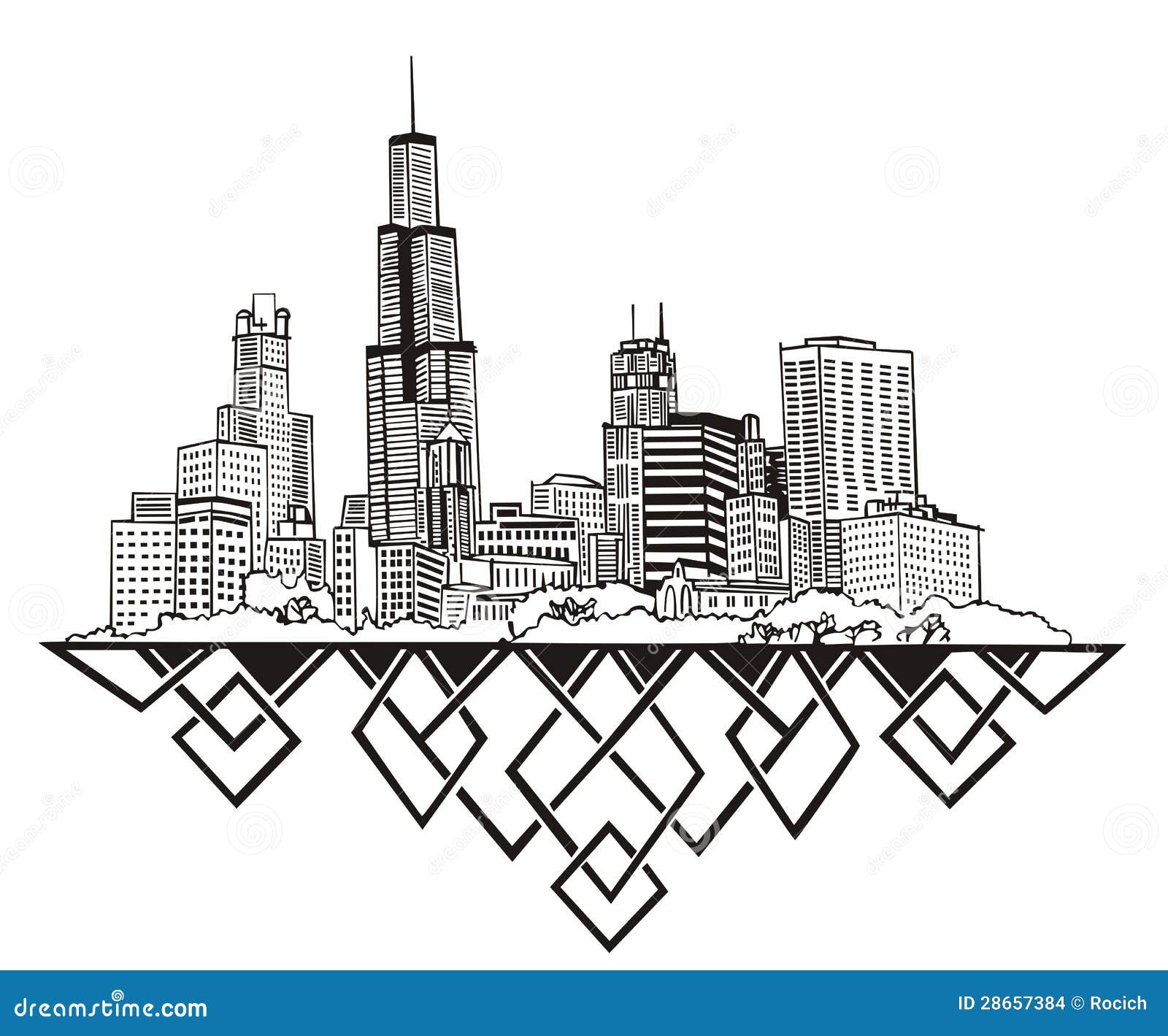 Chicago Skyline Drawing Simple - Go Images Camp