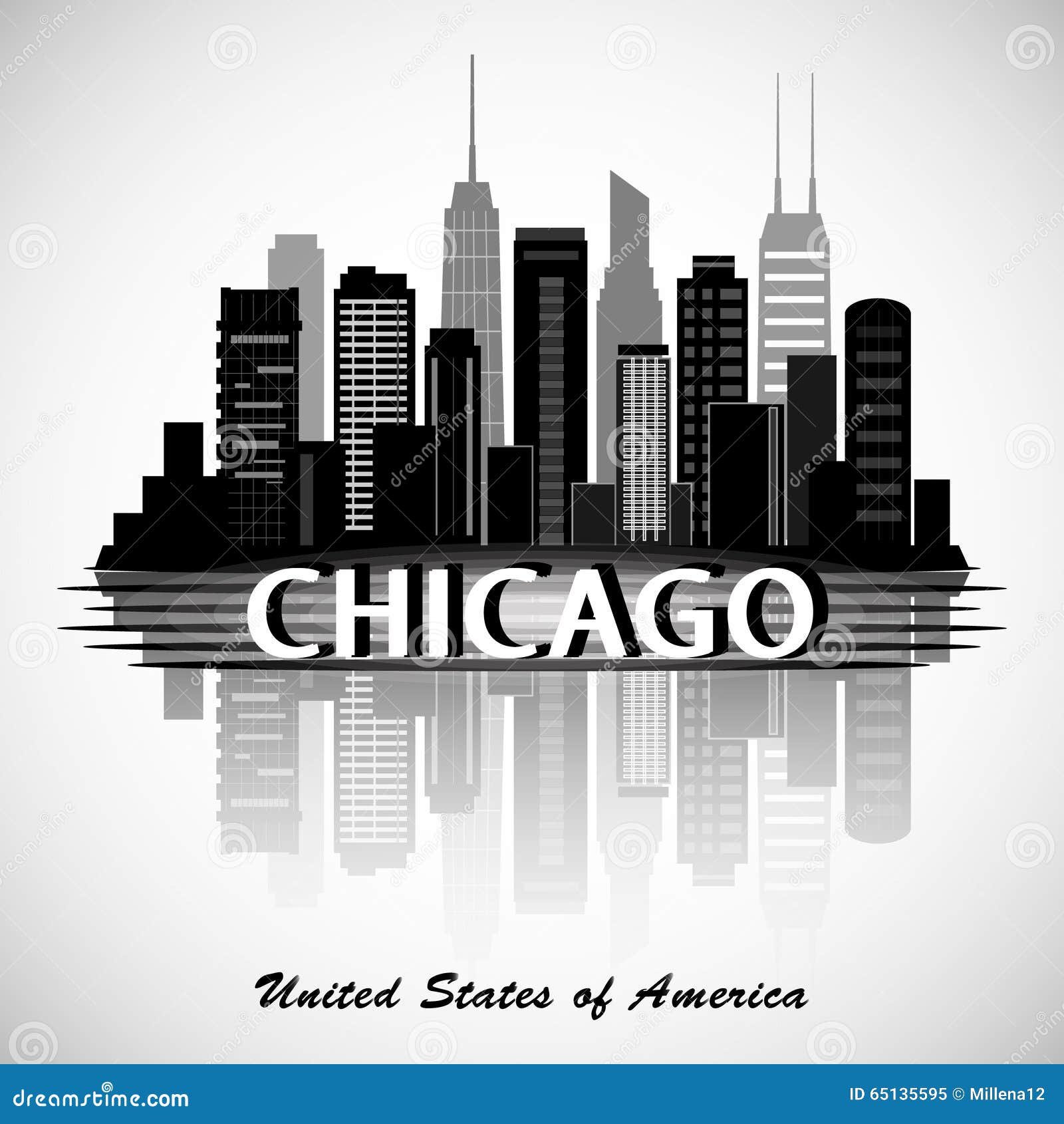 chicago illinois city skyline silhouette. typographic 
