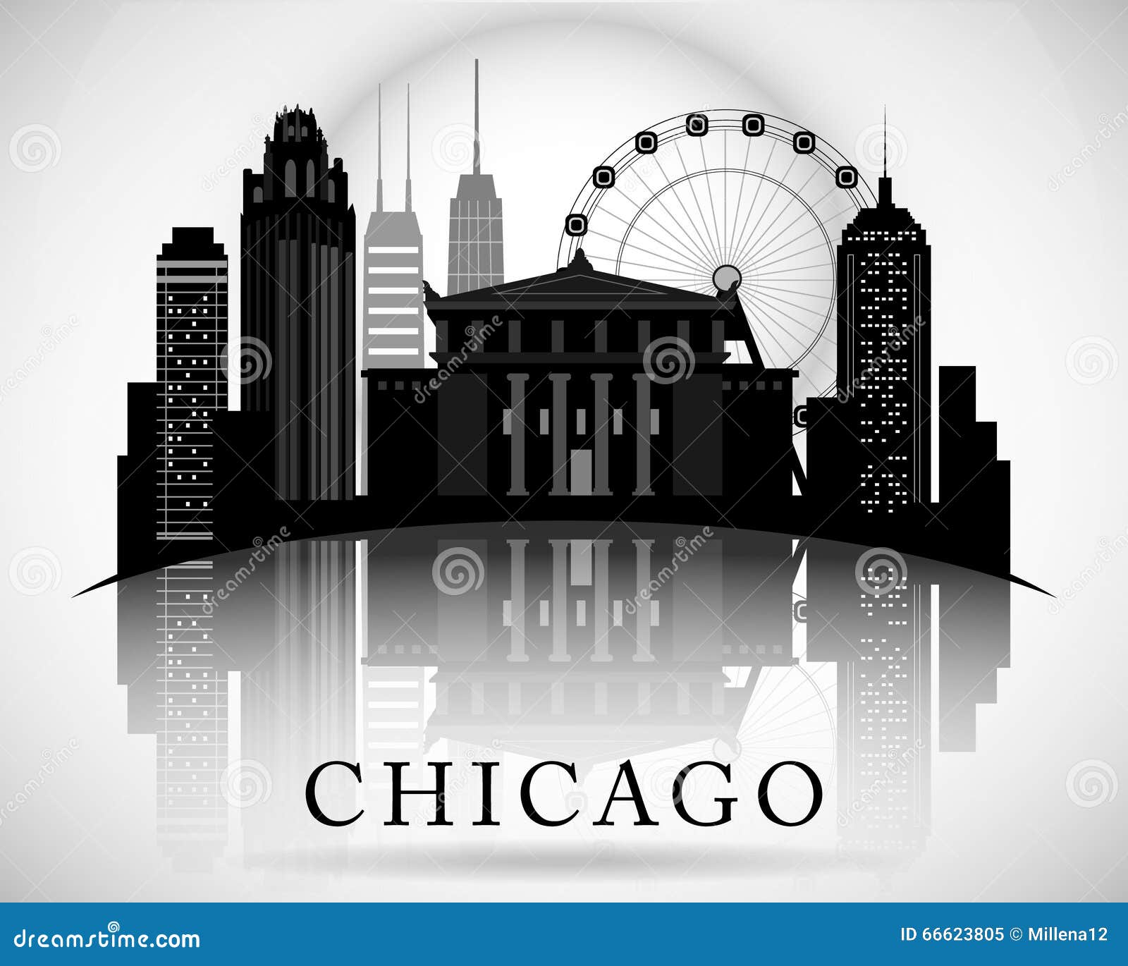 chicago illinois city skyline silhouette. typographic 
