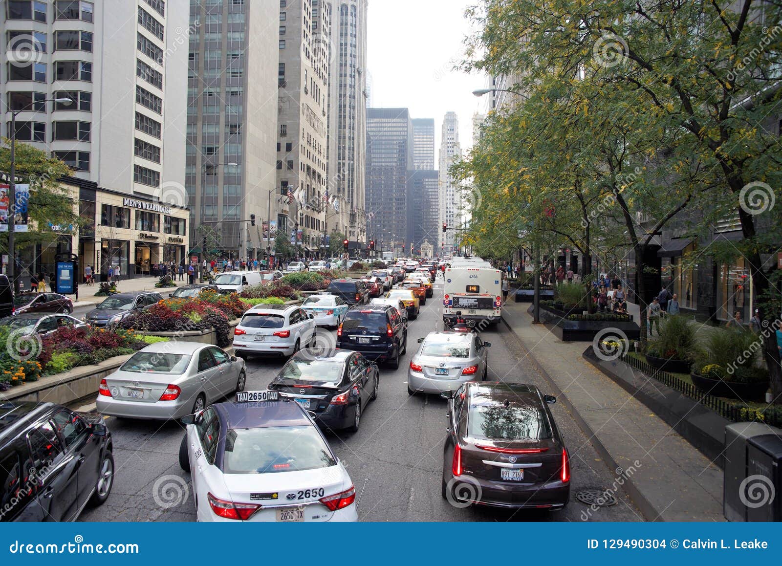 Chicago Illinois Downtown Traffic Jam Editorial Stock Image - Image of  america, cubs: 129490304