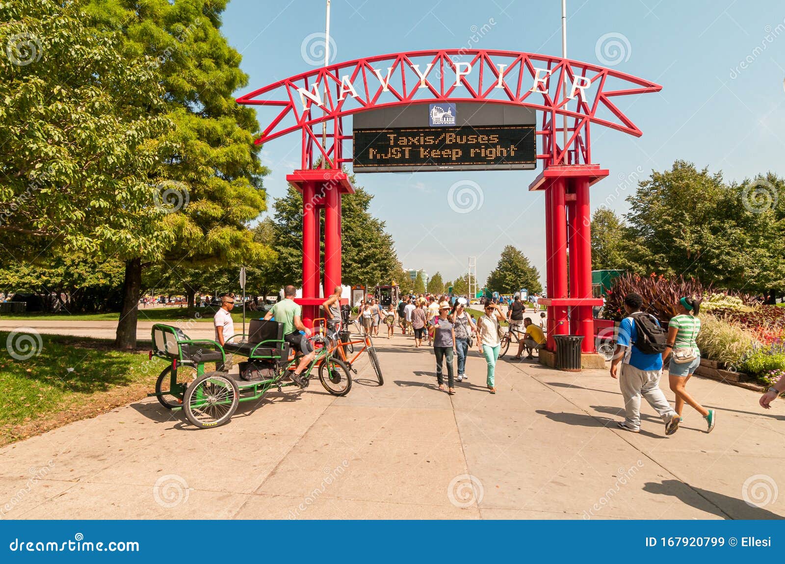 Tourists at the Entrance To Navy Pier Park, is a Popular Destination