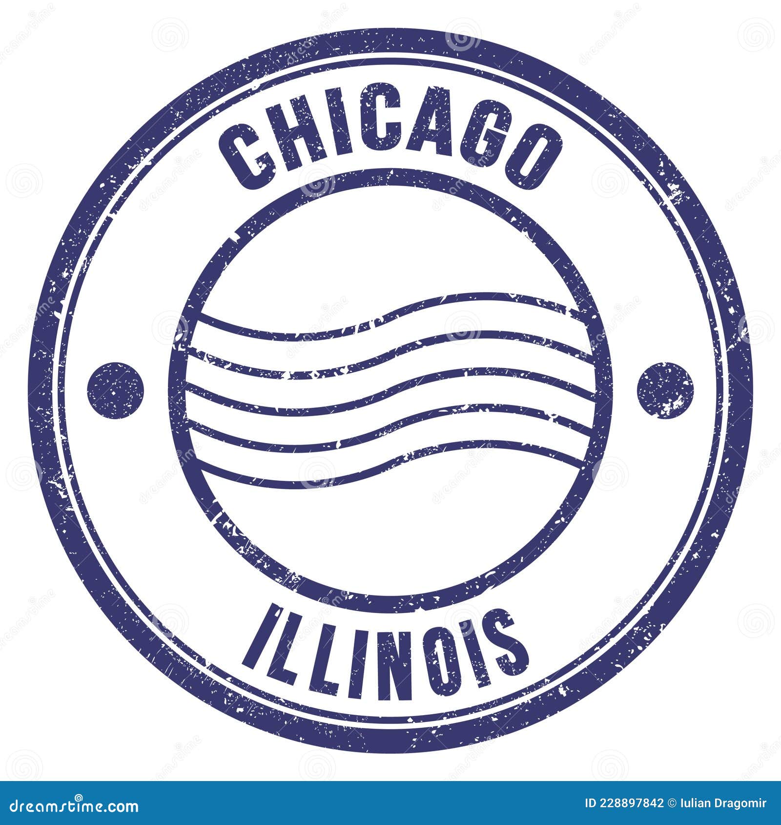 CHICAGO ILLINOIS, Words Written on Blue Postal Stamp Stock