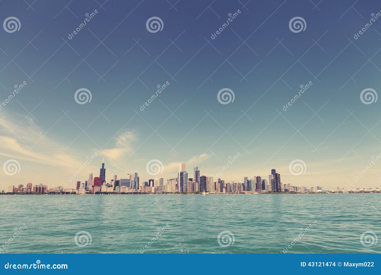 Chicago Skyline stock photo. Image of illinois, clouds 43121474