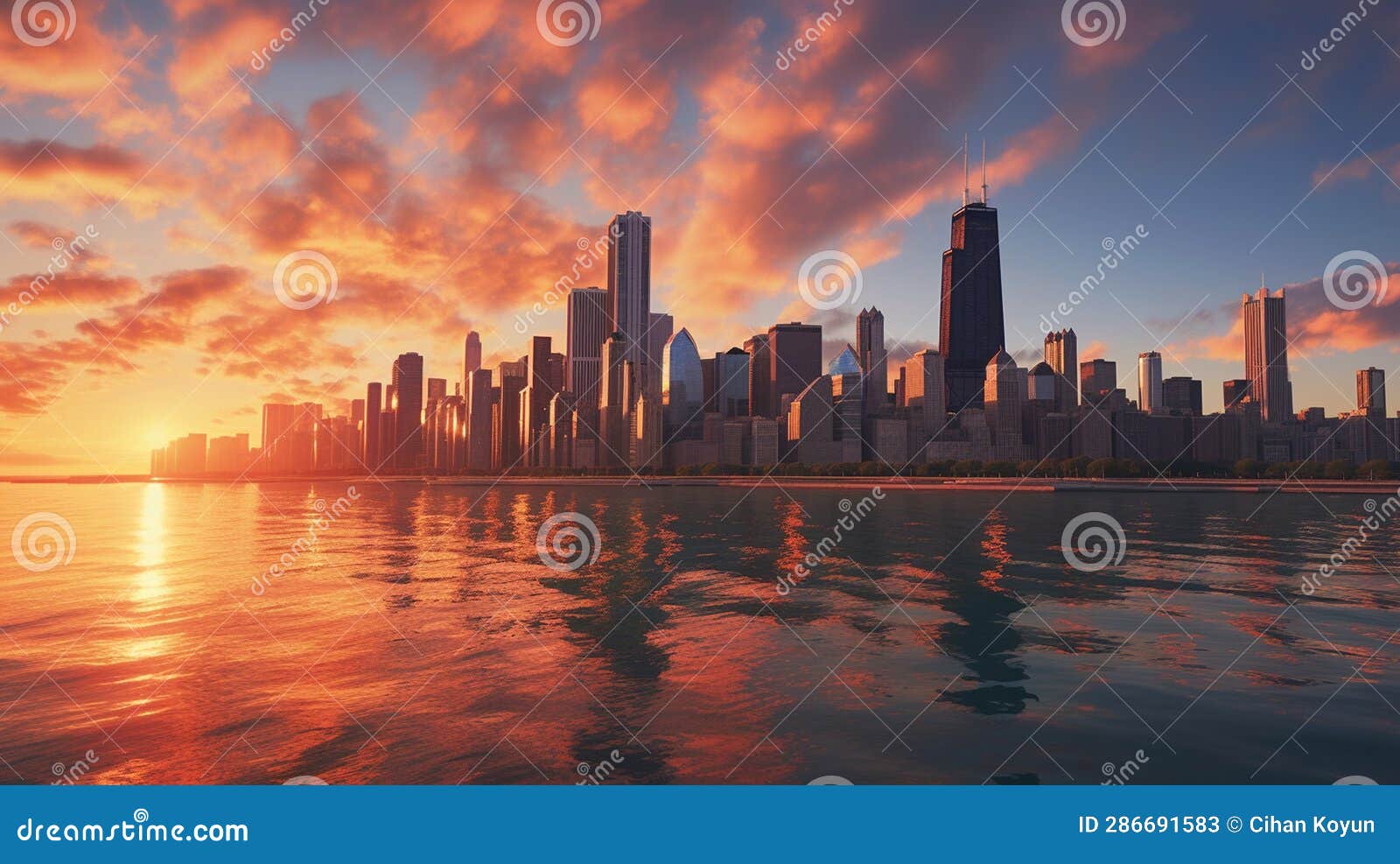 Chicago skyline in motion stock illustration. Illustration of towers