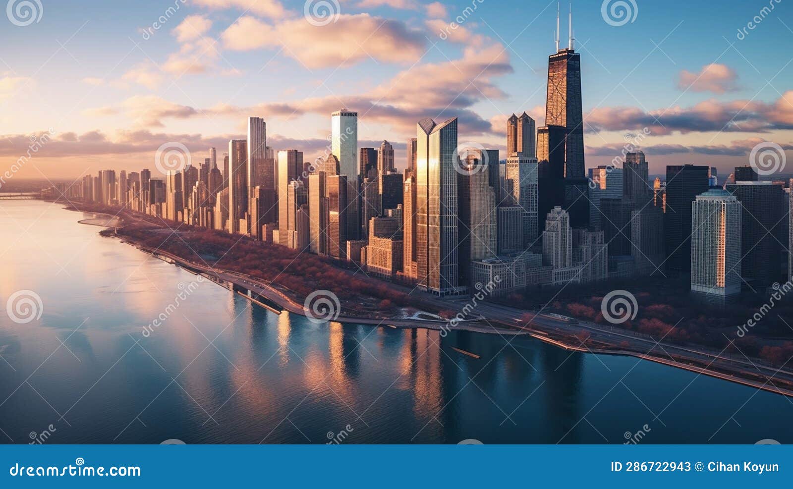 Chicago skyline in motion stock illustration. Illustration of dubai