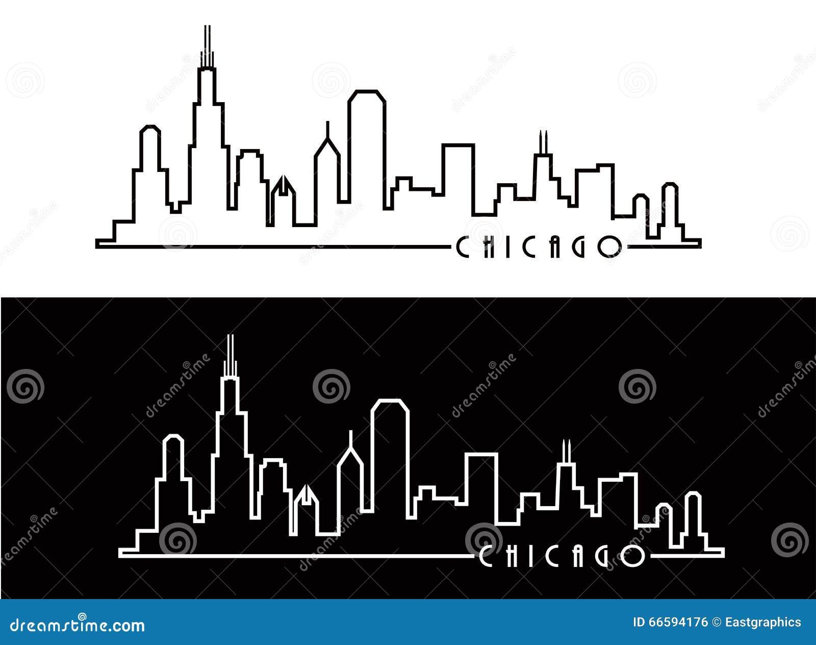 Chicago Skyline Outline Sketch Stock Photography | CartoonDealer.com
