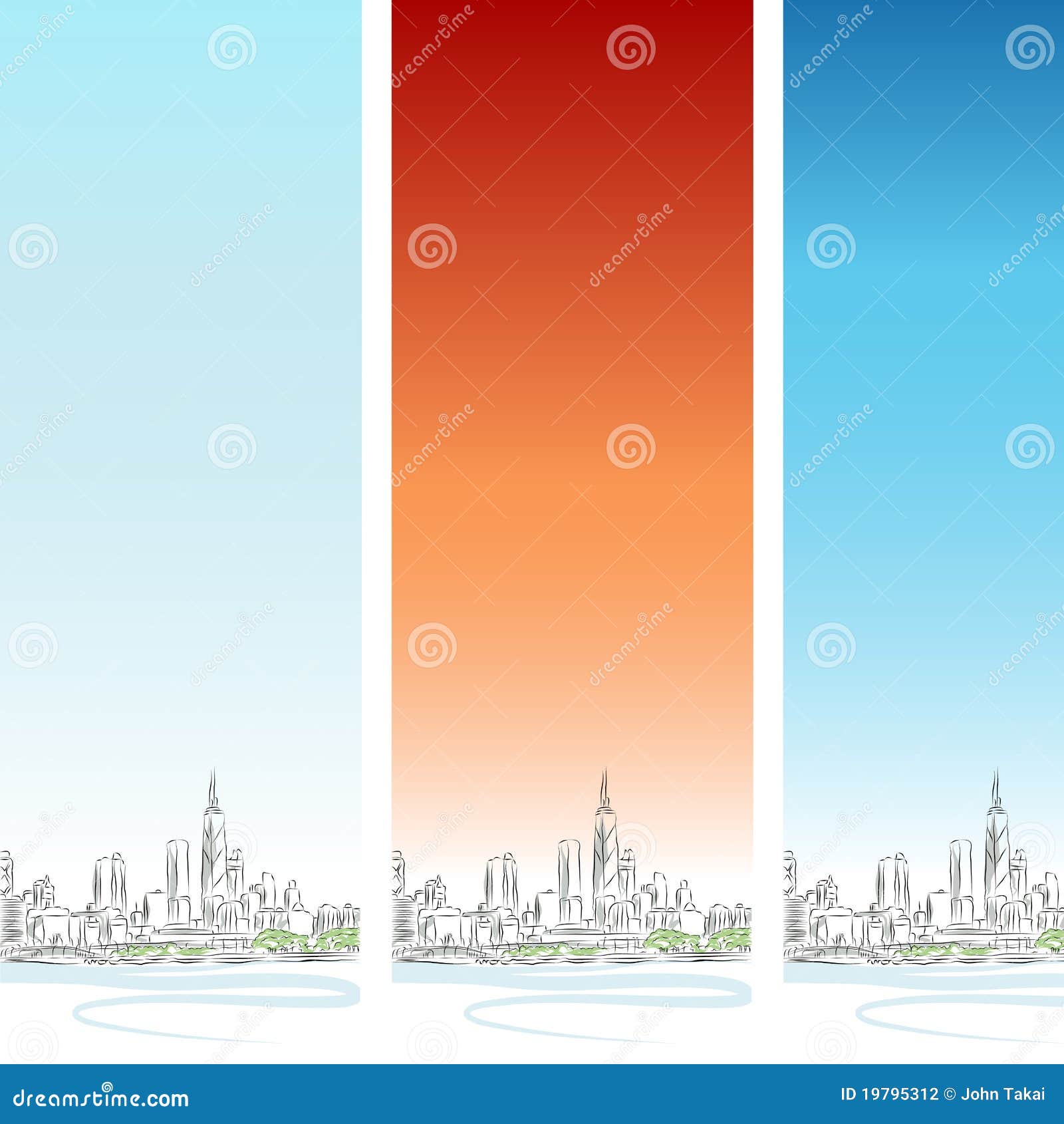 Chicago Vertical Banner Set Stock Vector Illustration of skyline