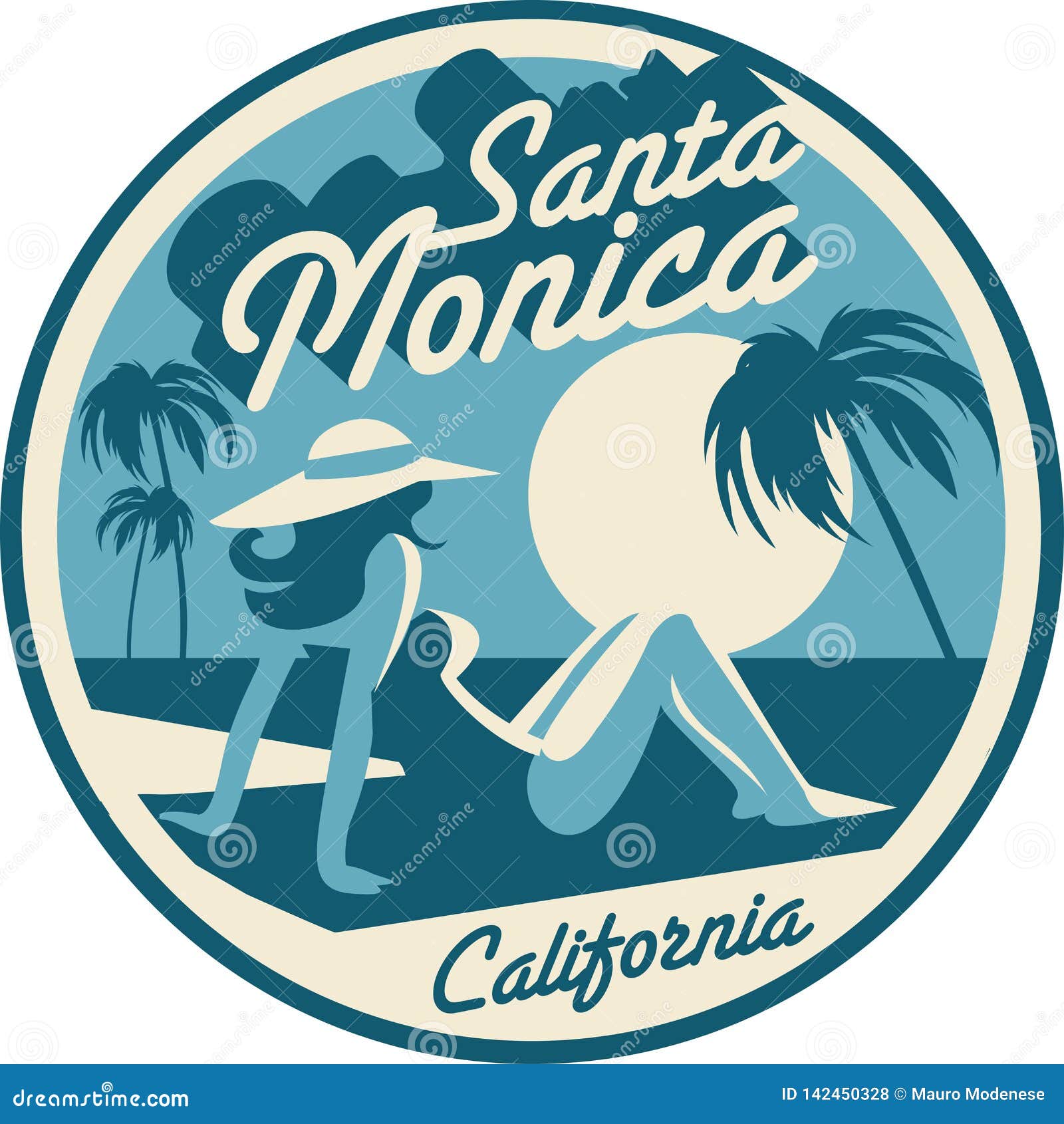 Santa Monica California Postcard Stock Illustration - Illustration of  destinations, california: 142450328