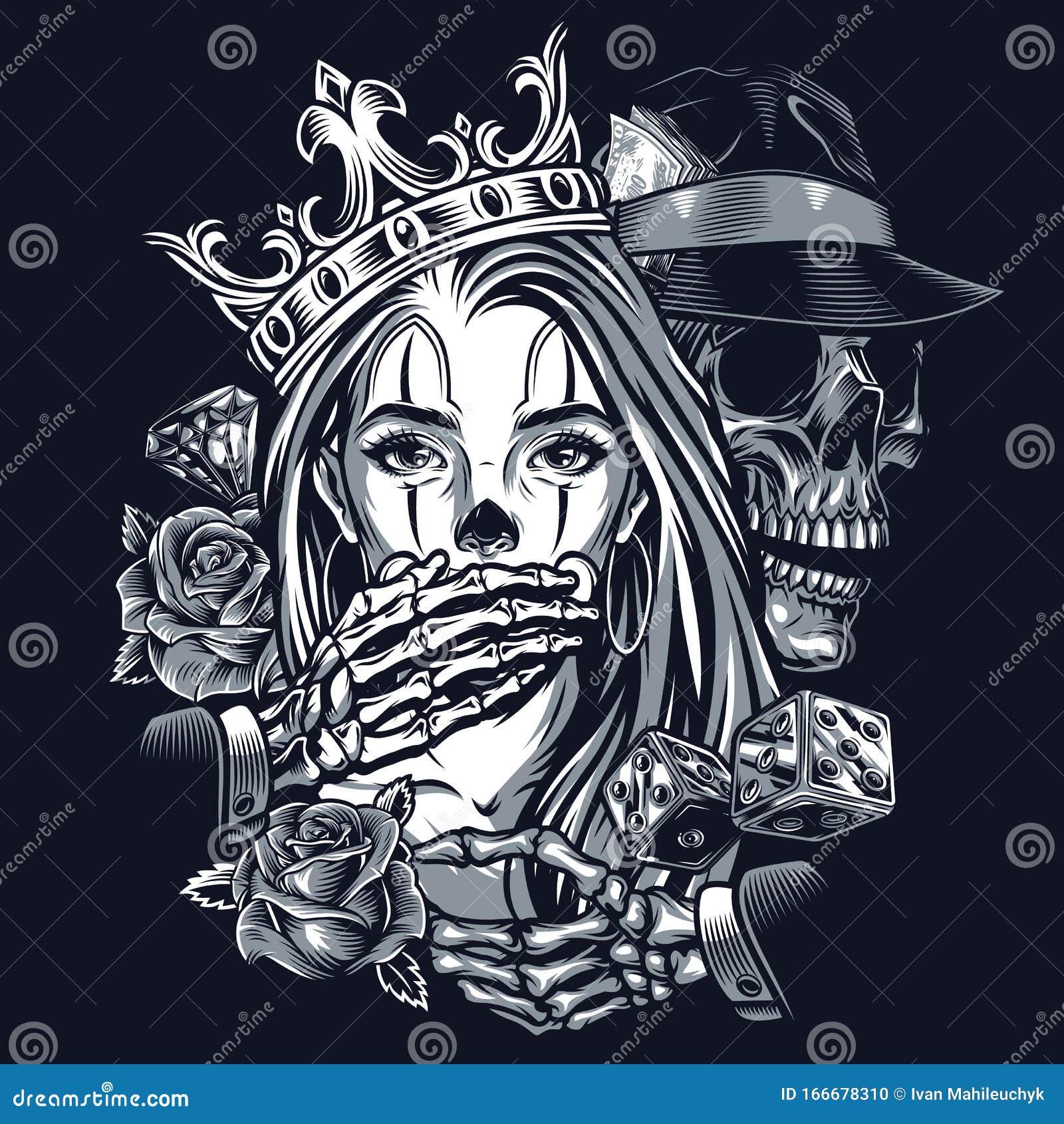 Chicano Style Tattoo Vintage Concept Stock Vector - Illustration of ...