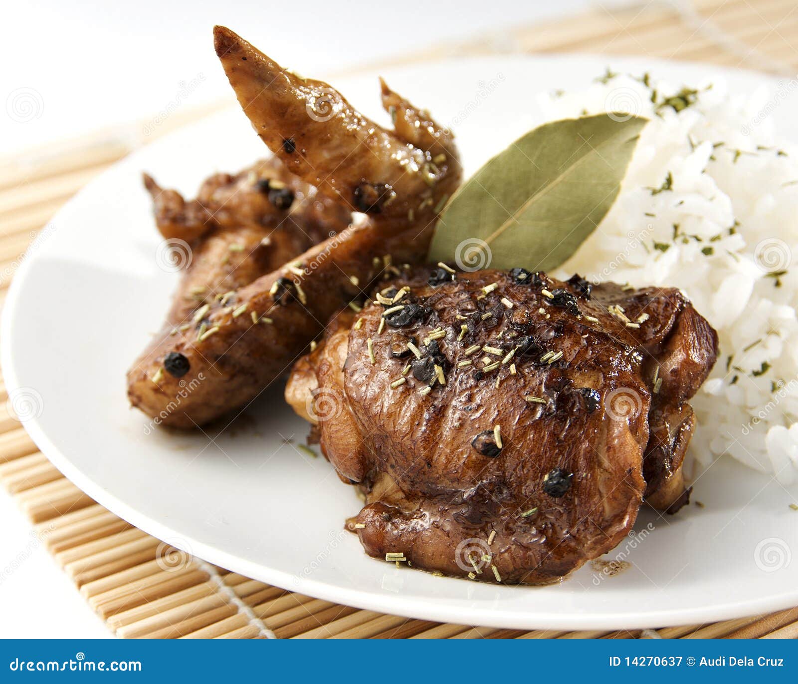 Chicken Adobo Filipino Food. Asian Food Stir Fry Chicken With Soy Sauce