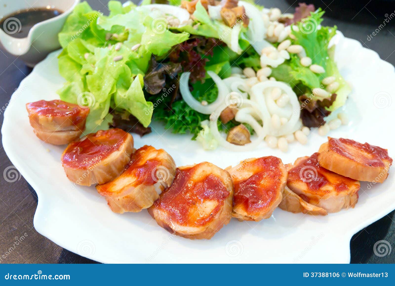 Chicken Barbecue Steaks with Salad Stock Photo Image of closeup, food