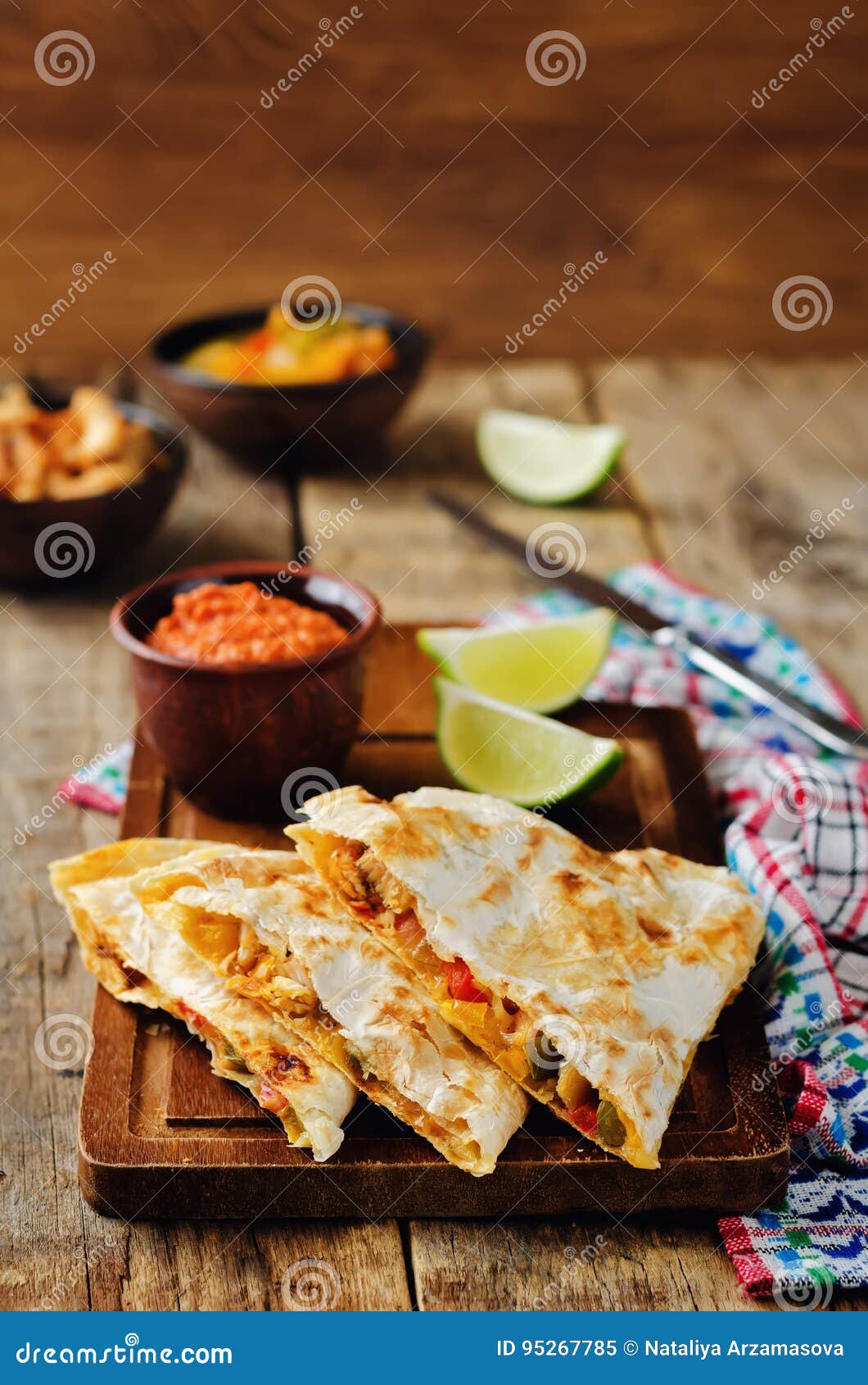 Chicken Bell Pepper Quesadilla Stock Image Image of slice, meal 95267785